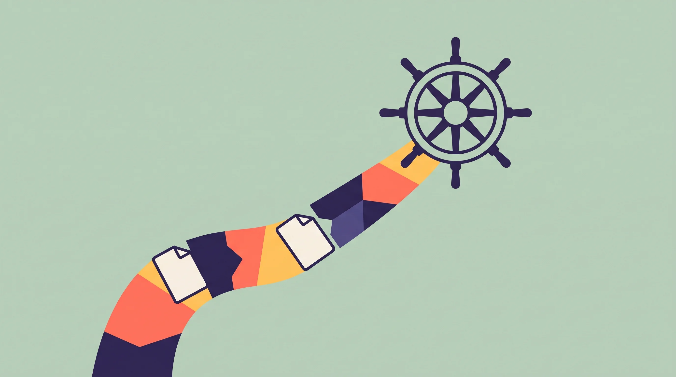Digital illustration for article section "Content Section 2" in "Dock launches workspace where AI agents manage departments" - A minimalist, conceptual illustration representing streamlined workflow and operational experience, ...