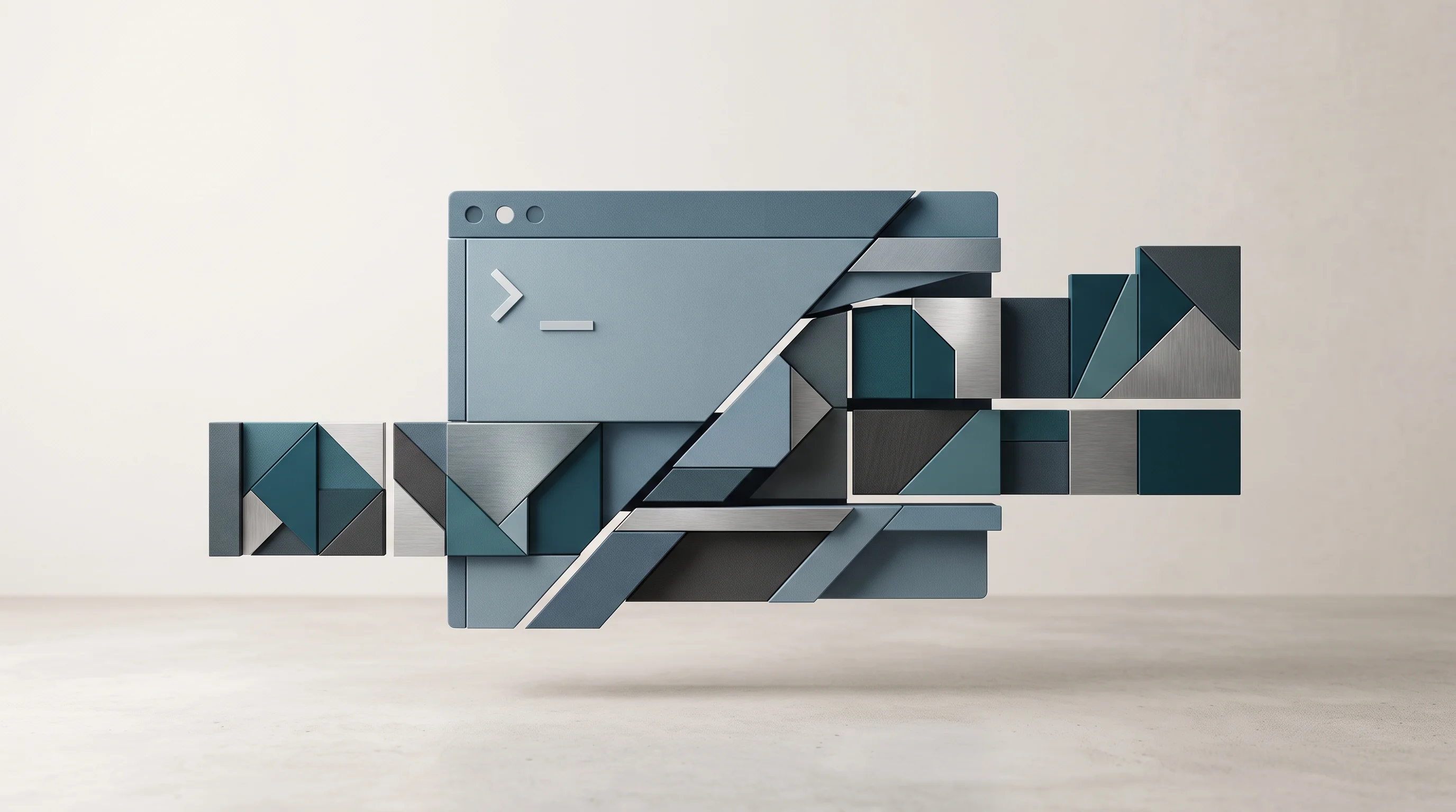 Digital illustration for article section "Content Section 2" in "Trident launches autonomous pentesting for multi-cloud" - A sleek, modern, abstract representation of a command-line interface interacting with coding assista...