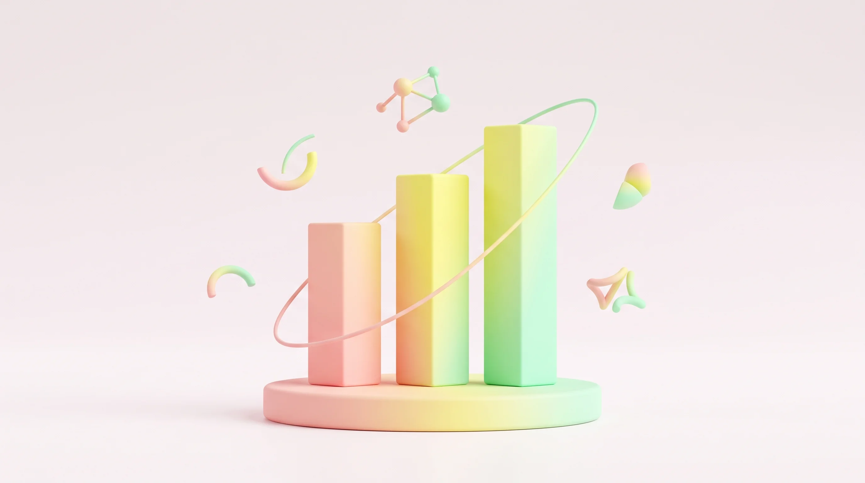 Digital illustration for article section "Youth and Ambition" in "CueBench builds RL environments to train AI science reasoning" - A clean, minimal, and modern conceptual 3D illustration representing youthful ambition and a three-p...
