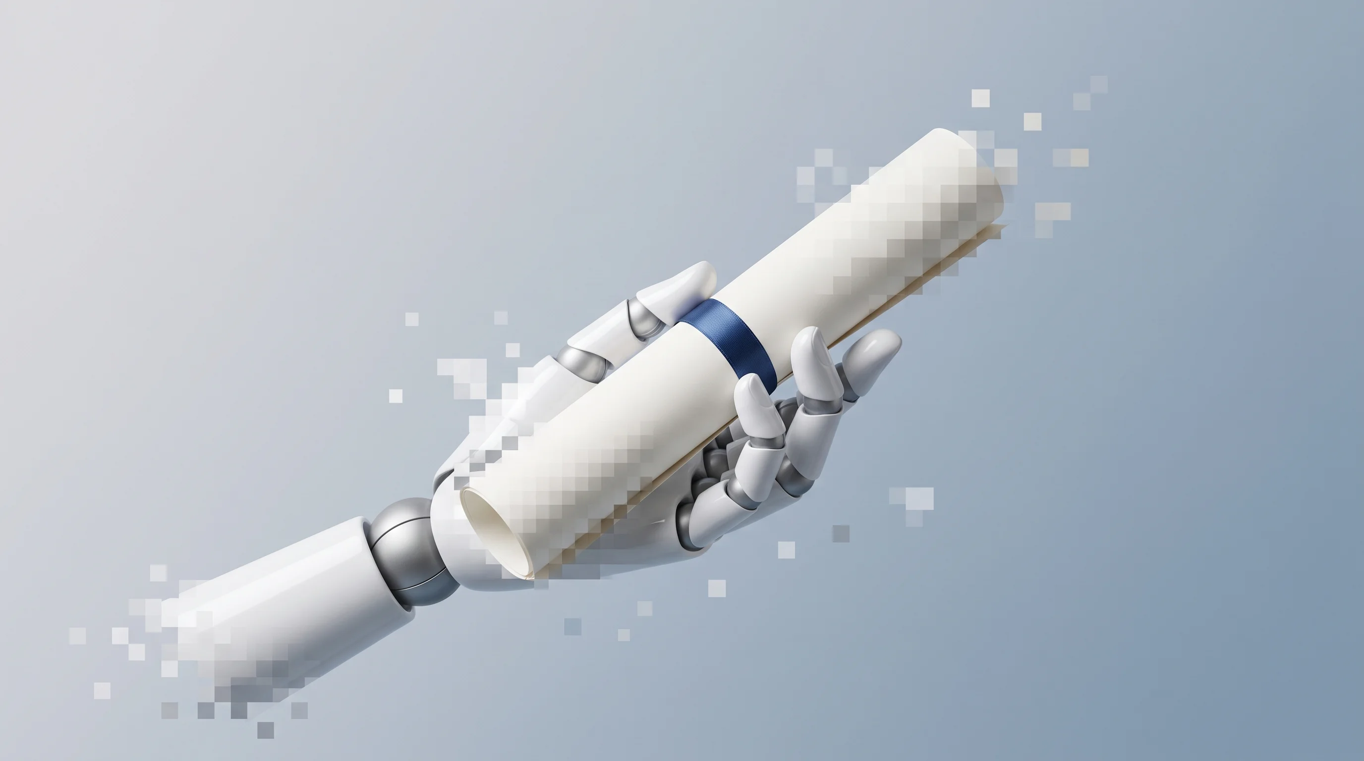 Digital illustration for article section "Content Section 3" in "QueryLift raises $640K seed to pioneer AI search optimization" - A clean, minimalist conceptual composition representing advanced academic progression and robotics r...