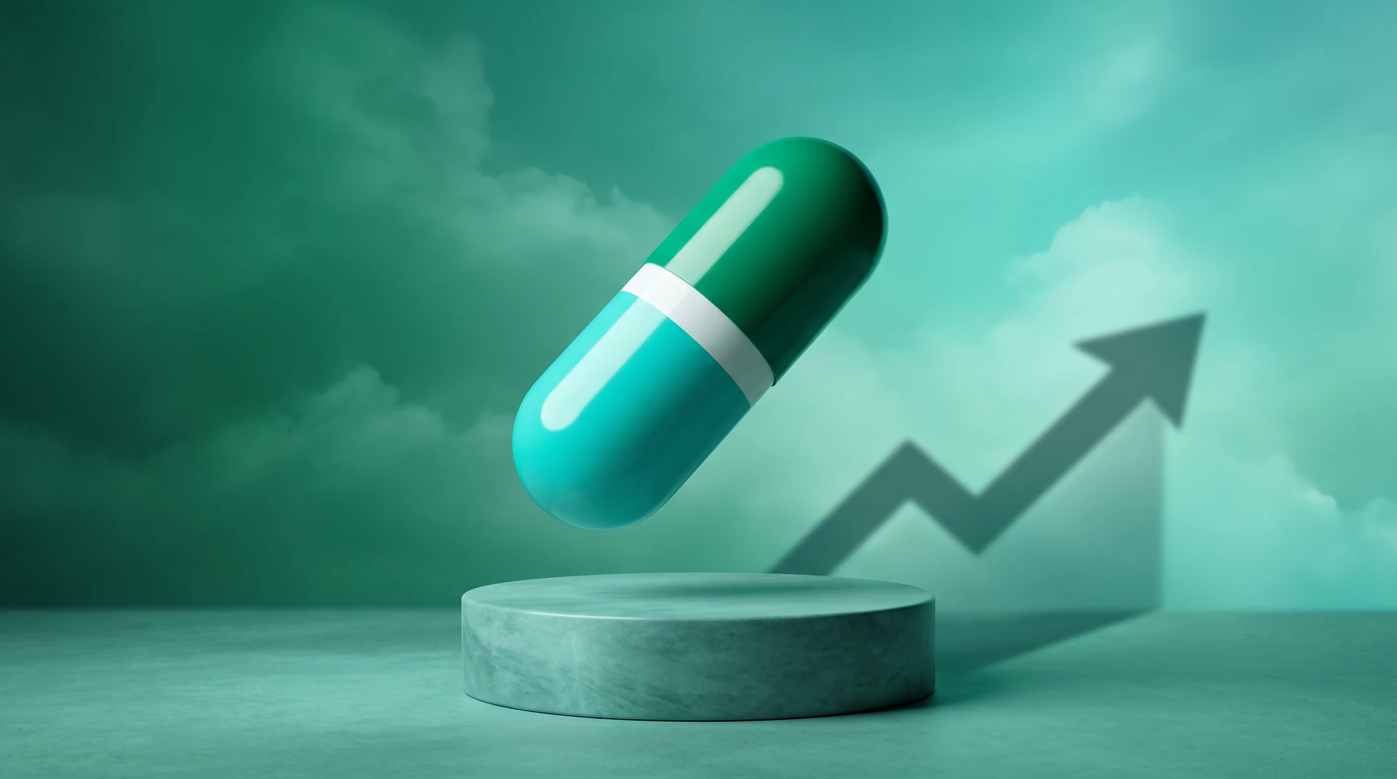 Digital illustration for article section "Content Section 4" in "Biolevate raises $34M to automate pharma knowledge workflows" - A conceptual, surrealist photography-inspired image representing the massive $1.7 trillion global pr...
