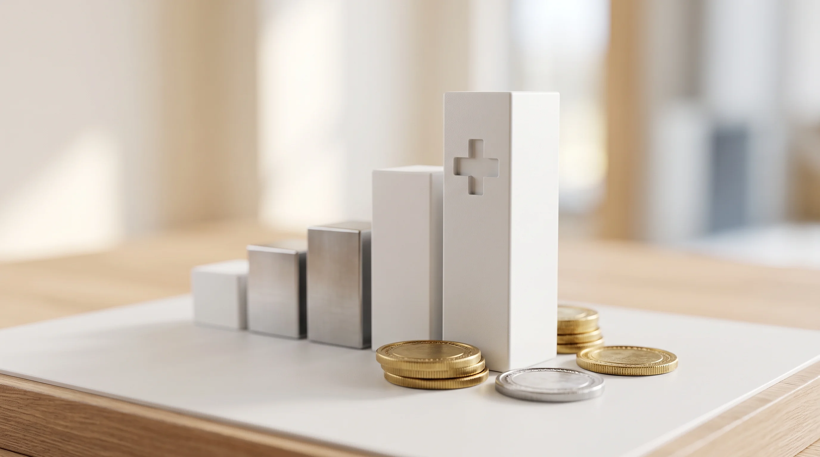 Digital illustration for article section "Content Section 3" in "Blair Health raises $4.2M to scale AI-powered specialist care" - A conceptual miniature diorama representing massive financial investment and billion-dollar valuatio...