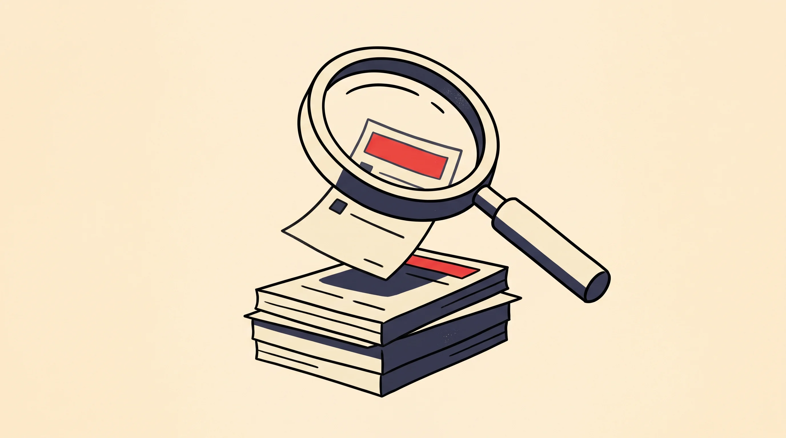 Digital illustration for article section "Content Section 2" in "Refute raises £5M to combat business disinformation" - A conceptual, minimalist illustration of a large, stylized magnifying glass hovering over a single o...