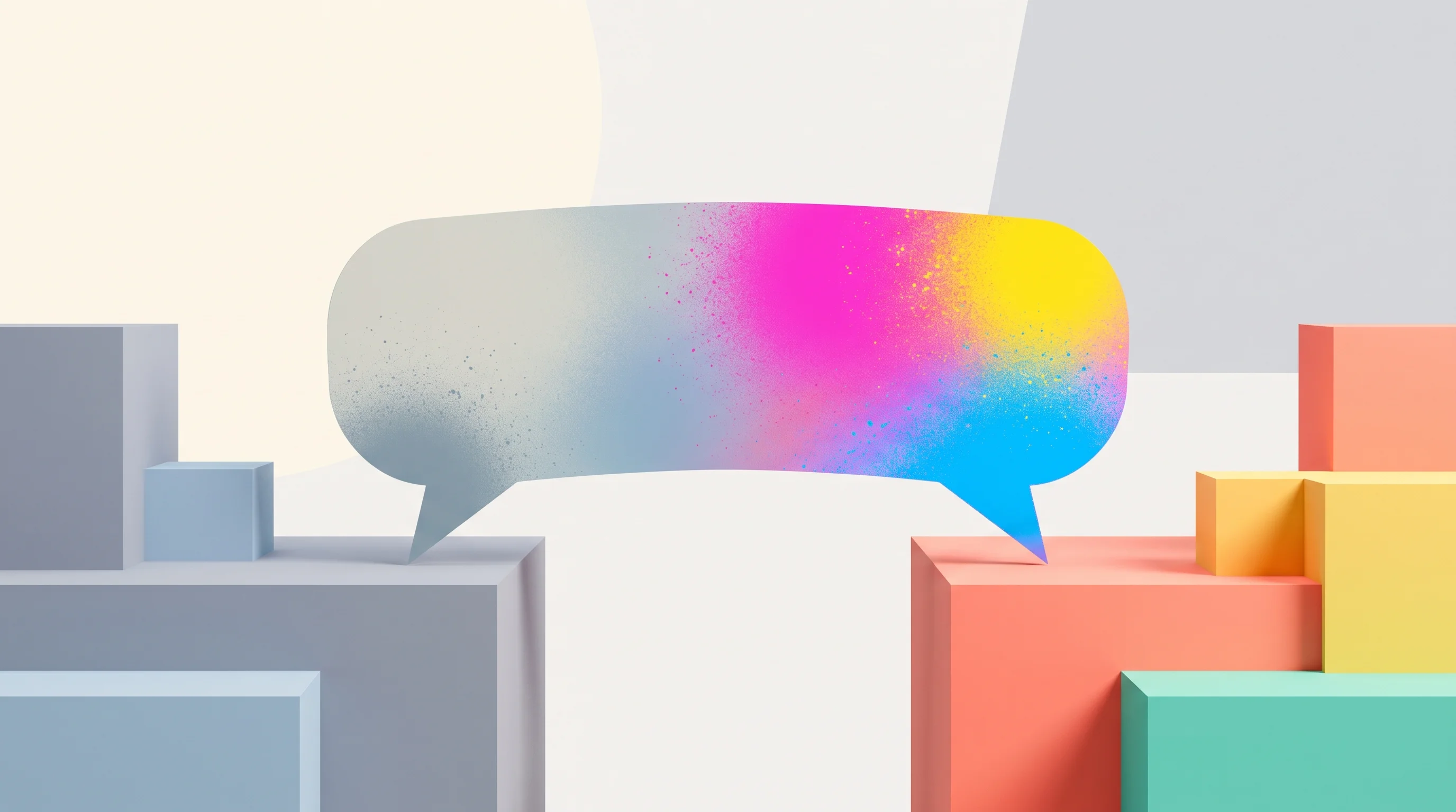Digital illustration for article section "A Pattern of Migration" in "Context.dev launches web data API for 600+ AI developers" - A conceptual and minimalist illustration of a large, stylized chat bubble smoothly migrating across ...