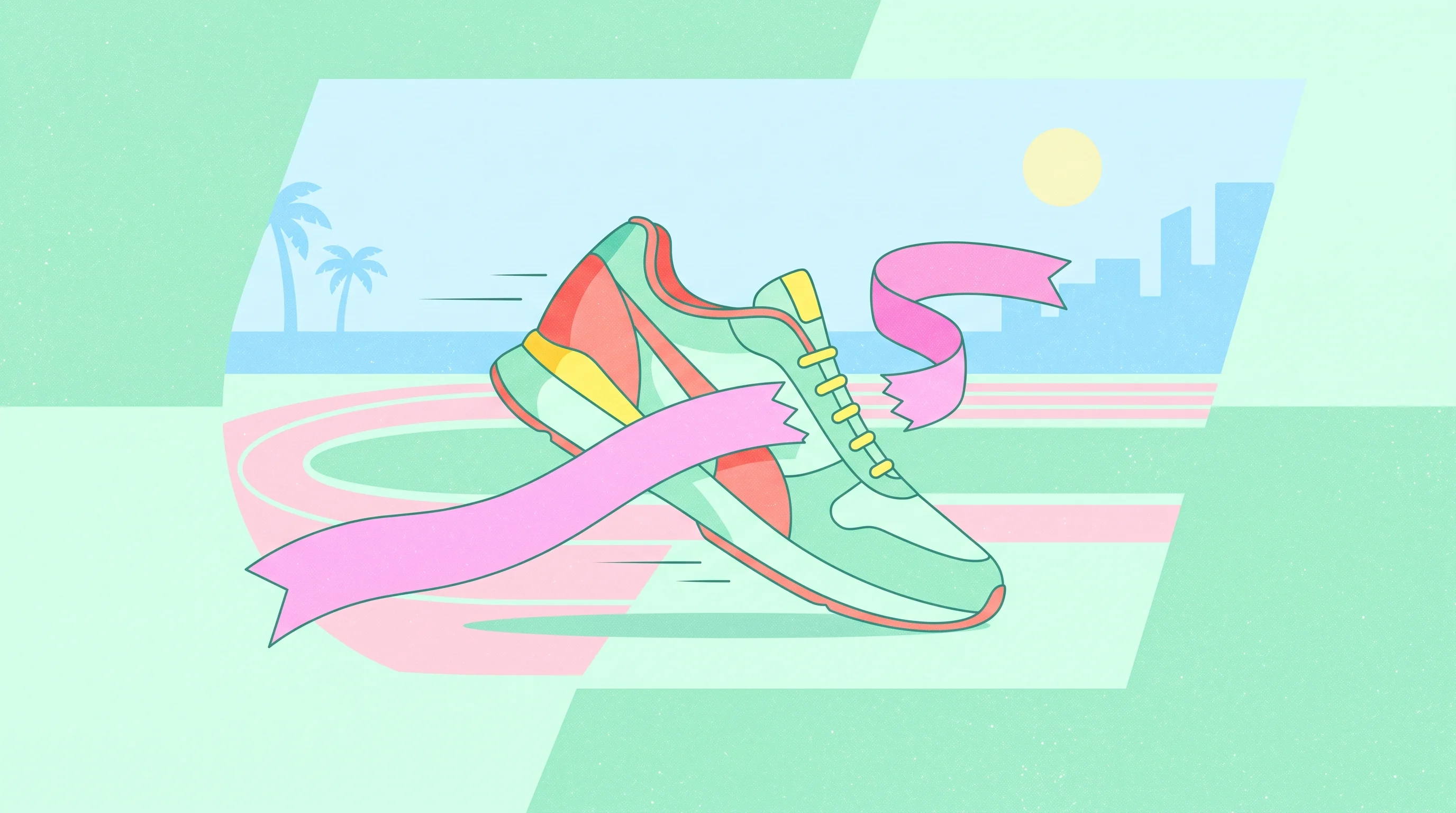 Digital illustration for article section "Content Section 4" in "Givestar raises $12M to modernize charity fundraising" - A clean, minimal composition featuring a solitary, stylized running shoe gracefully breaking through...