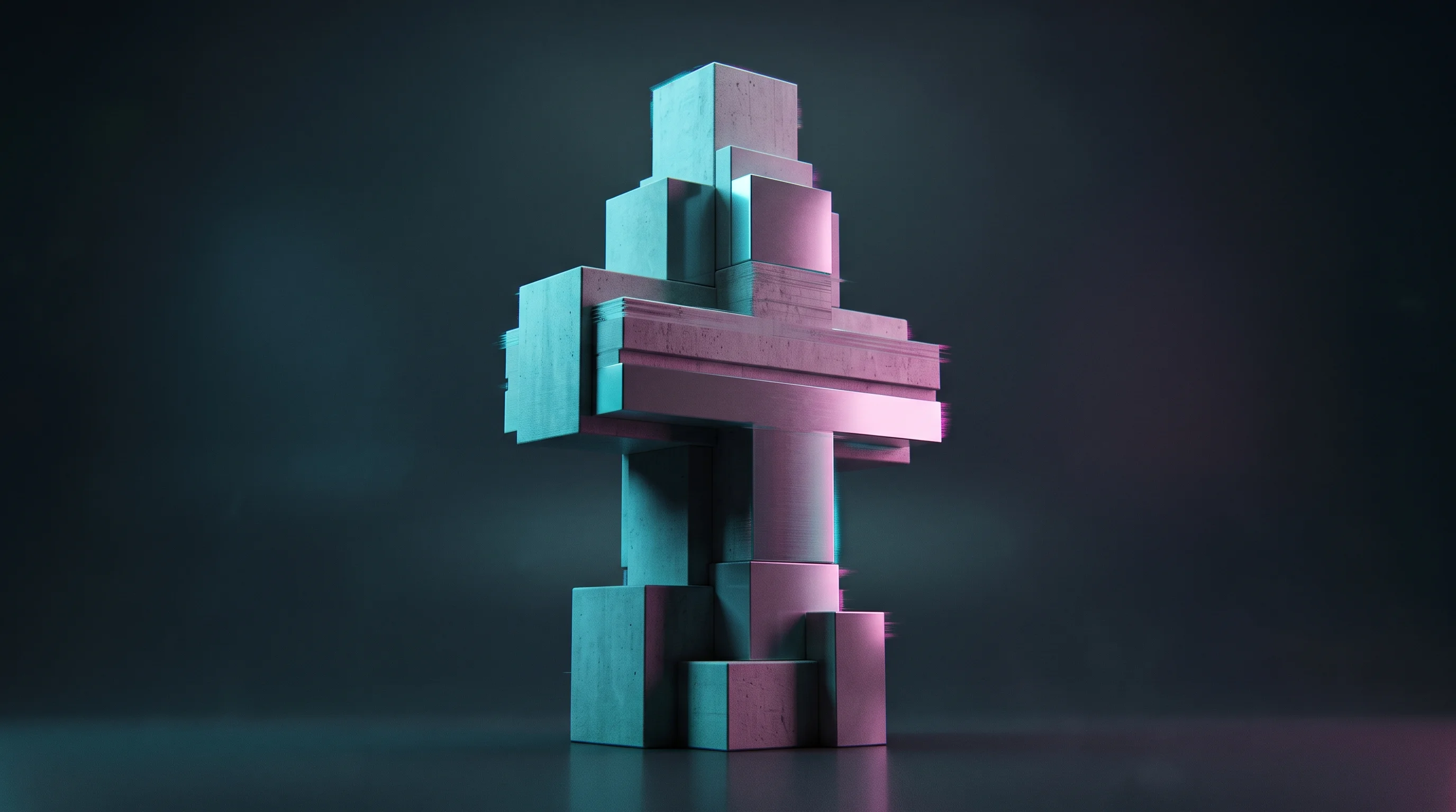 Digital illustration for article section "Building for Scale" in "Usawa Care raises $3M to scale AI pediatric telemedicine" - A minimalist, modern architectural structure resembling a stylized, three-dimensional medical cross ...