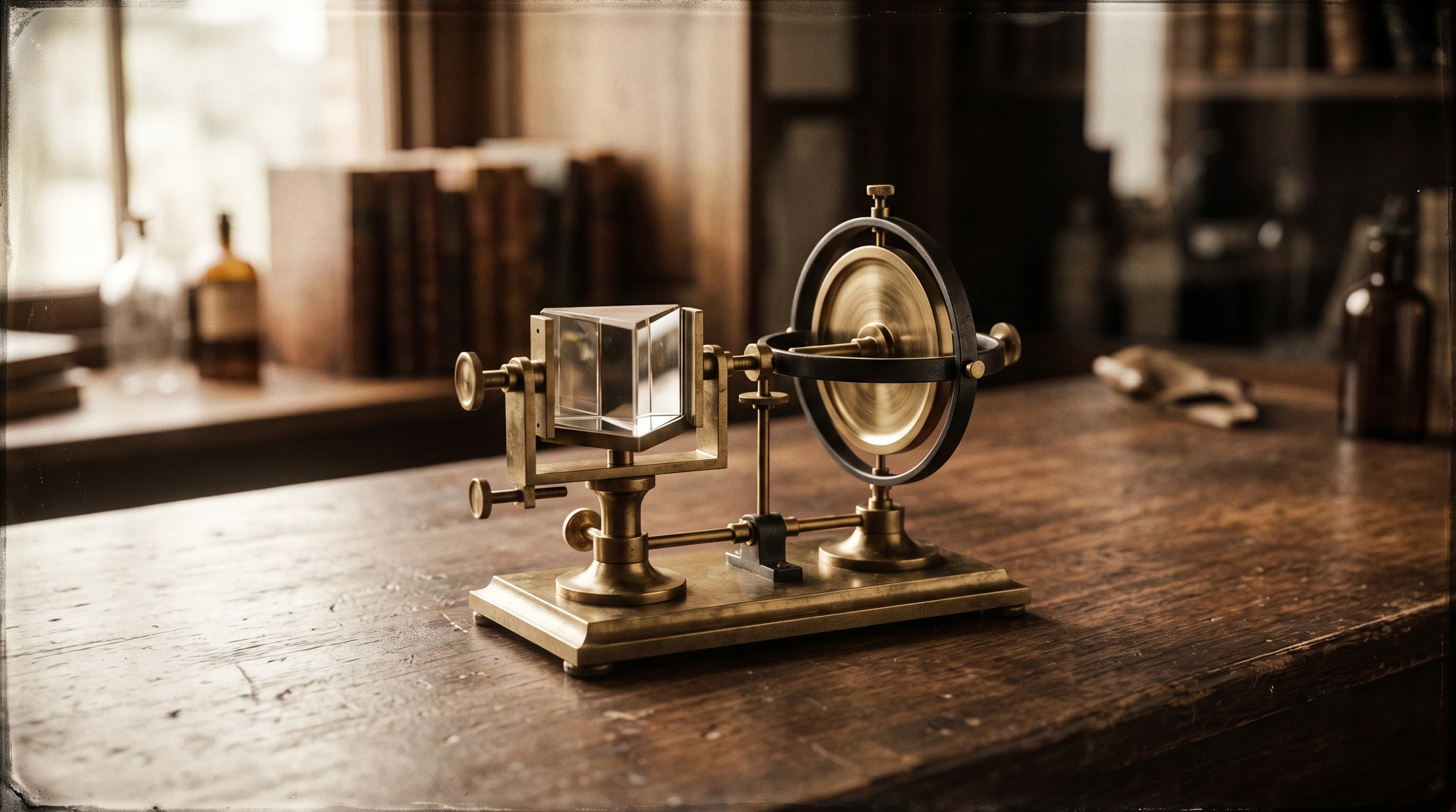 Digital illustration for article section "Content Section 2" in "Mesa Quantum raises $11.8M for chip-scale GPS alternative" - A minimalist and conceptual still life representing advanced physics research and academic achieveme...