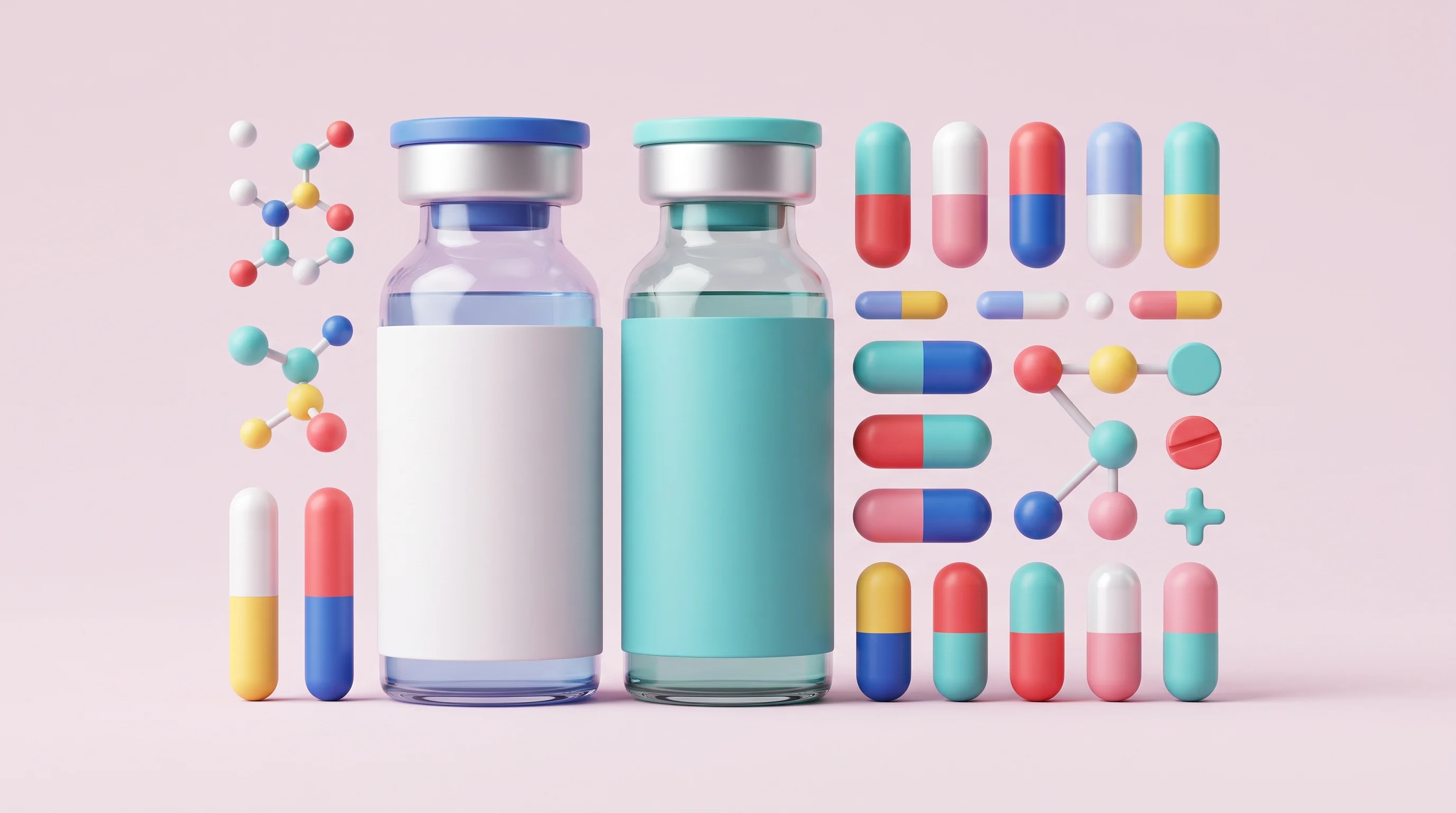 Digital illustration for article section "Content Section 2" in "Prevision Medicine raises $5.4M for cancer drug testing" - A clean, minimalist conceptual 3D illustration of an expanded medical testing panel for multiple mye...