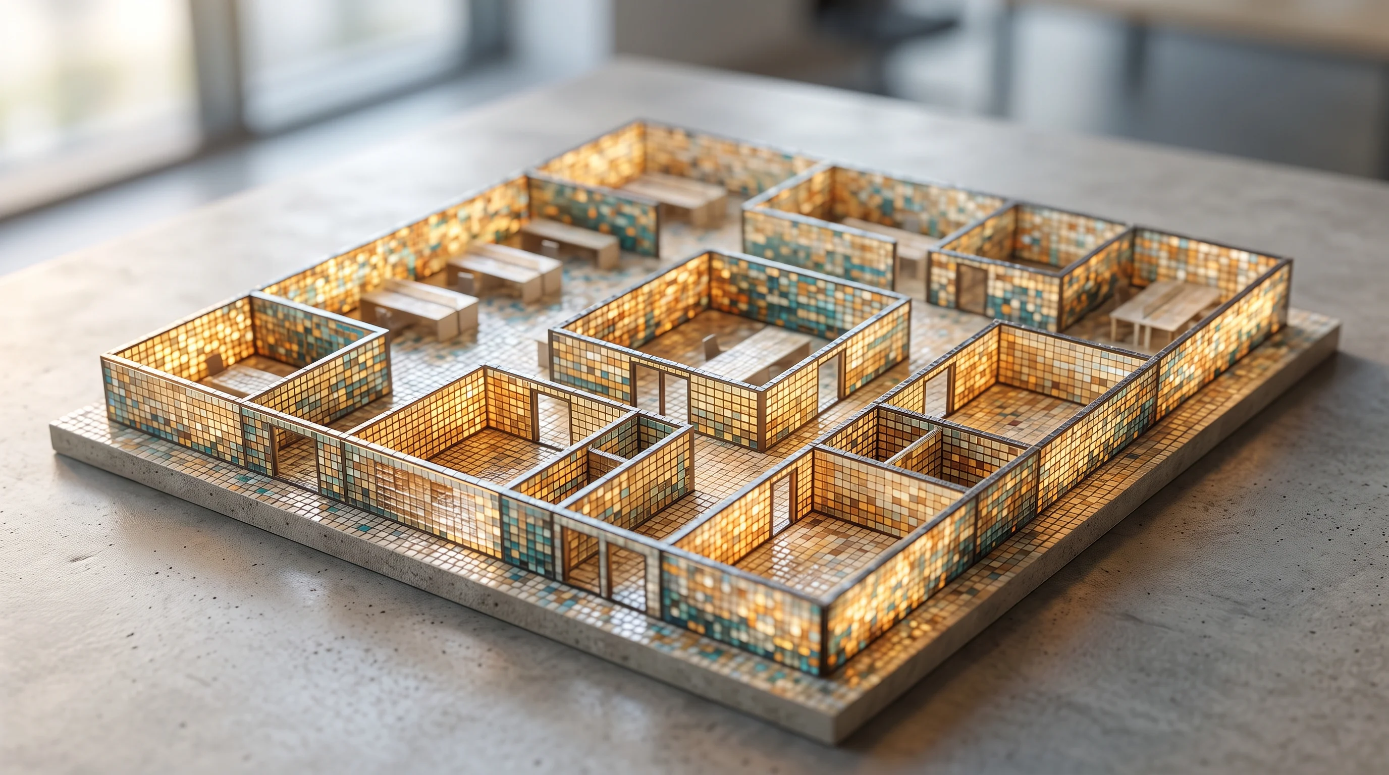 Digital illustration for article section "Content Section 4" in "Trebellar raises $18M to build AI for corporate real estate" - A minimalist, conceptual representation of corporate real estate and excess lease commitments featur...