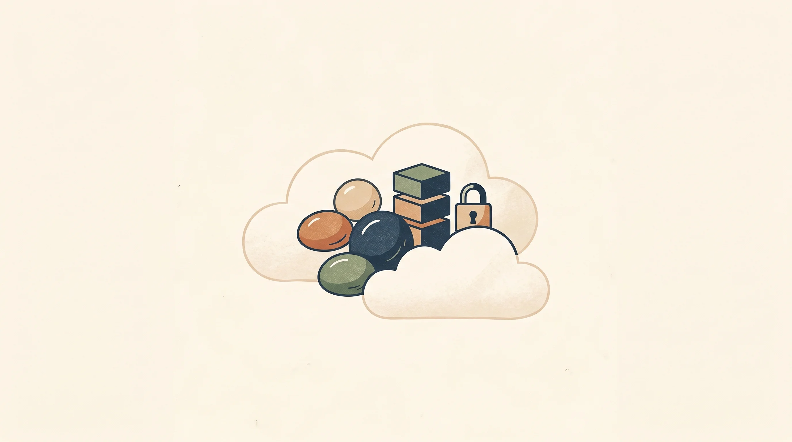 Digital illustration for article section "Content Section 3" in "Floci hits 2.6M pulls as free cloud development tool" - A minimalist and conceptual illustration representing multi-cloud ecosystems, featuring two soft, st...