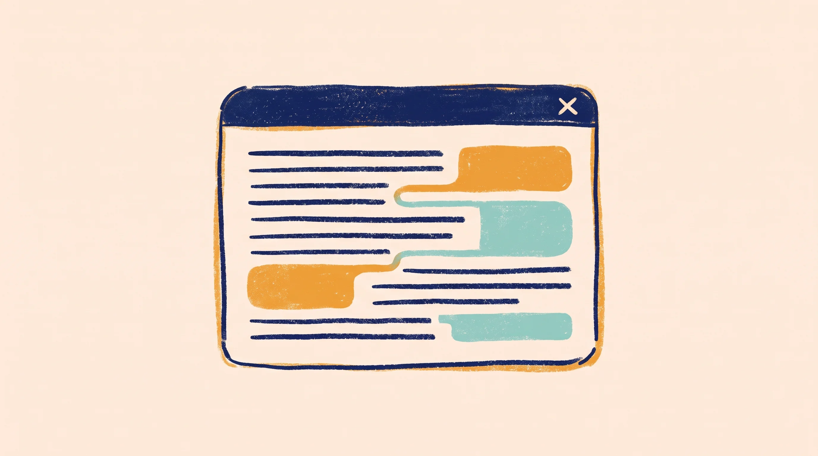 Digital illustration for article section "Content Section 3" in "Drawgent launches AI coding agent with visual canvas" - A minimal, abstract conceptual illustration representing workflow fit and text-based interfaces, fea...