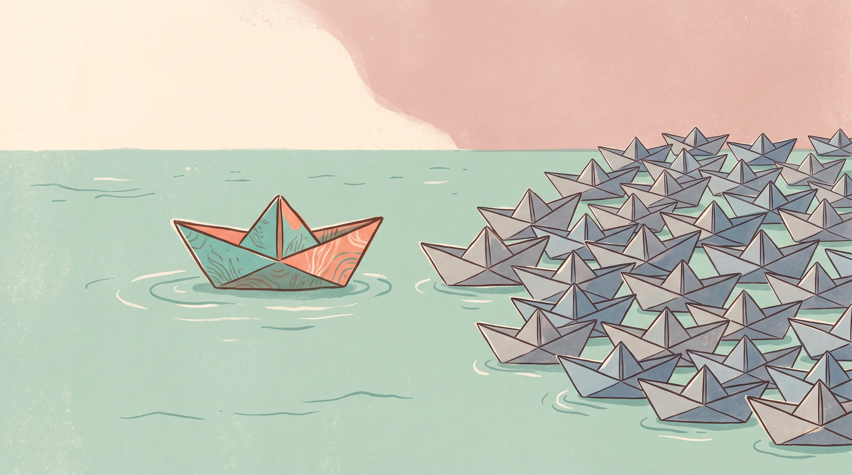 Digital illustration for article section "Content Section 3" in "Prescience launches AI health platform saving employers 20-50%" - A clean, conceptual illustration representing a new entity wading into a crowded, competitive market...