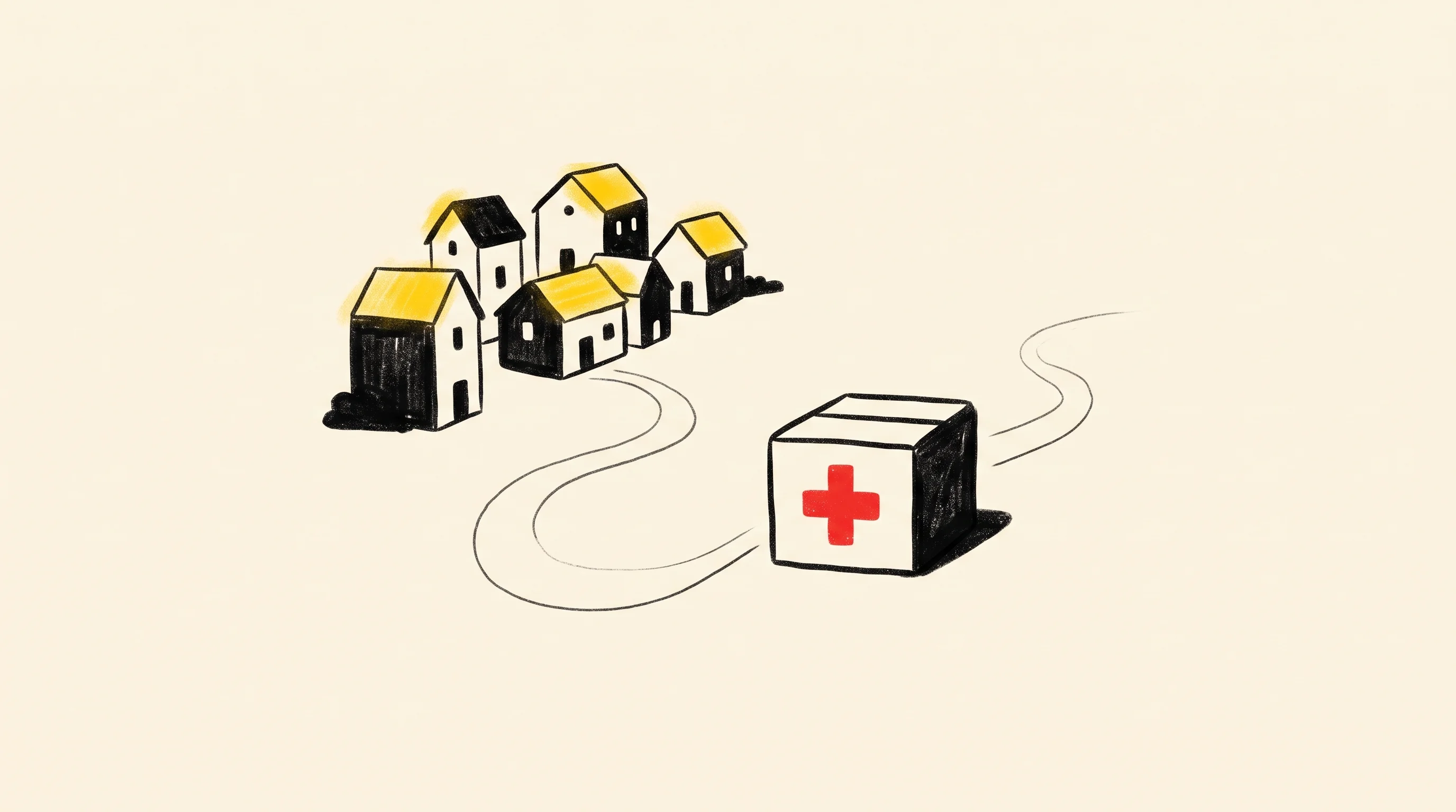 Digital illustration for article section "Content Section 2" in "Rio Health raises $4.5M to scale 20-minute pharmacy network" - A conceptual, modern illustration representing neighborhood-level medicine delivery, featuring a min...