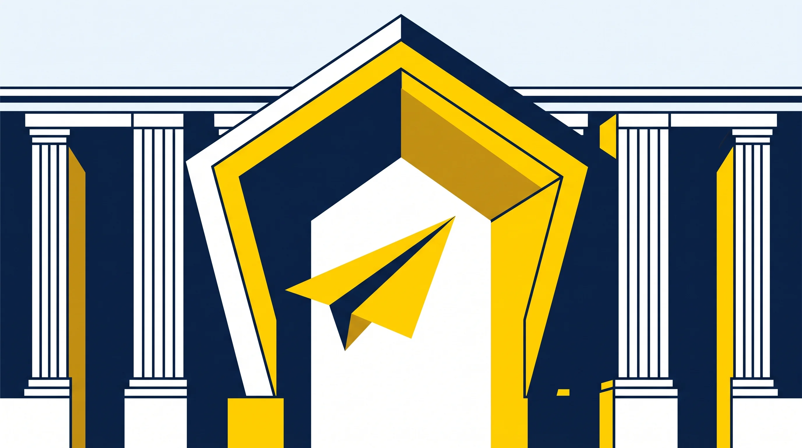 Digital illustration for article section "Content Section 5" in "Pilgrim raises $25M seed to build biology prime for defense" - A conceptual, minimalist illustration depicting a small, vibrant yellow geometric paper airplane soa...