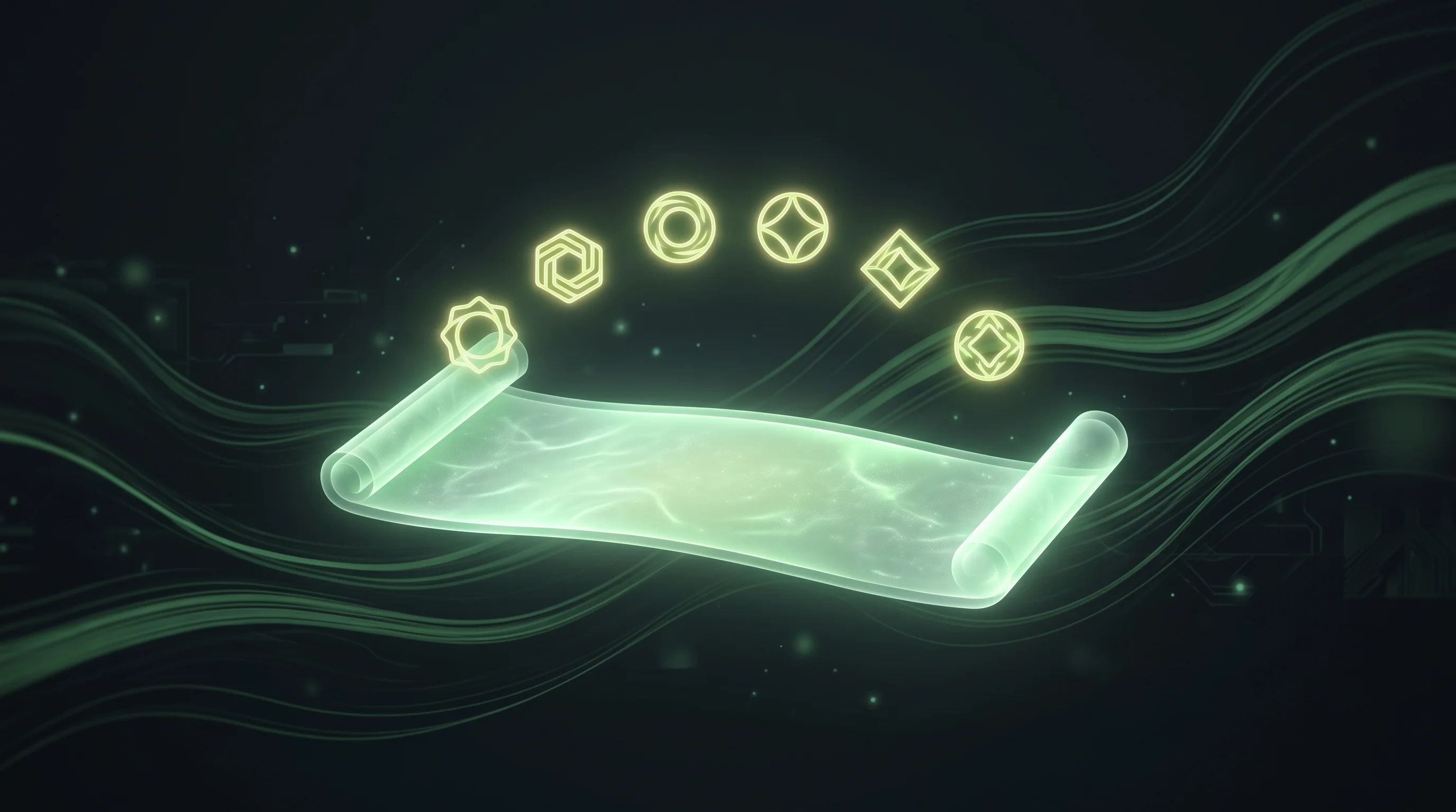 Digital illustration for article section "Early Interest, But No Revenue Yet" in "Daedal Systems raises $4M to build fusion plasma diagnostics" - A minimalist and professional conceptual image featuring a single, abstract, translucent scroll gent...