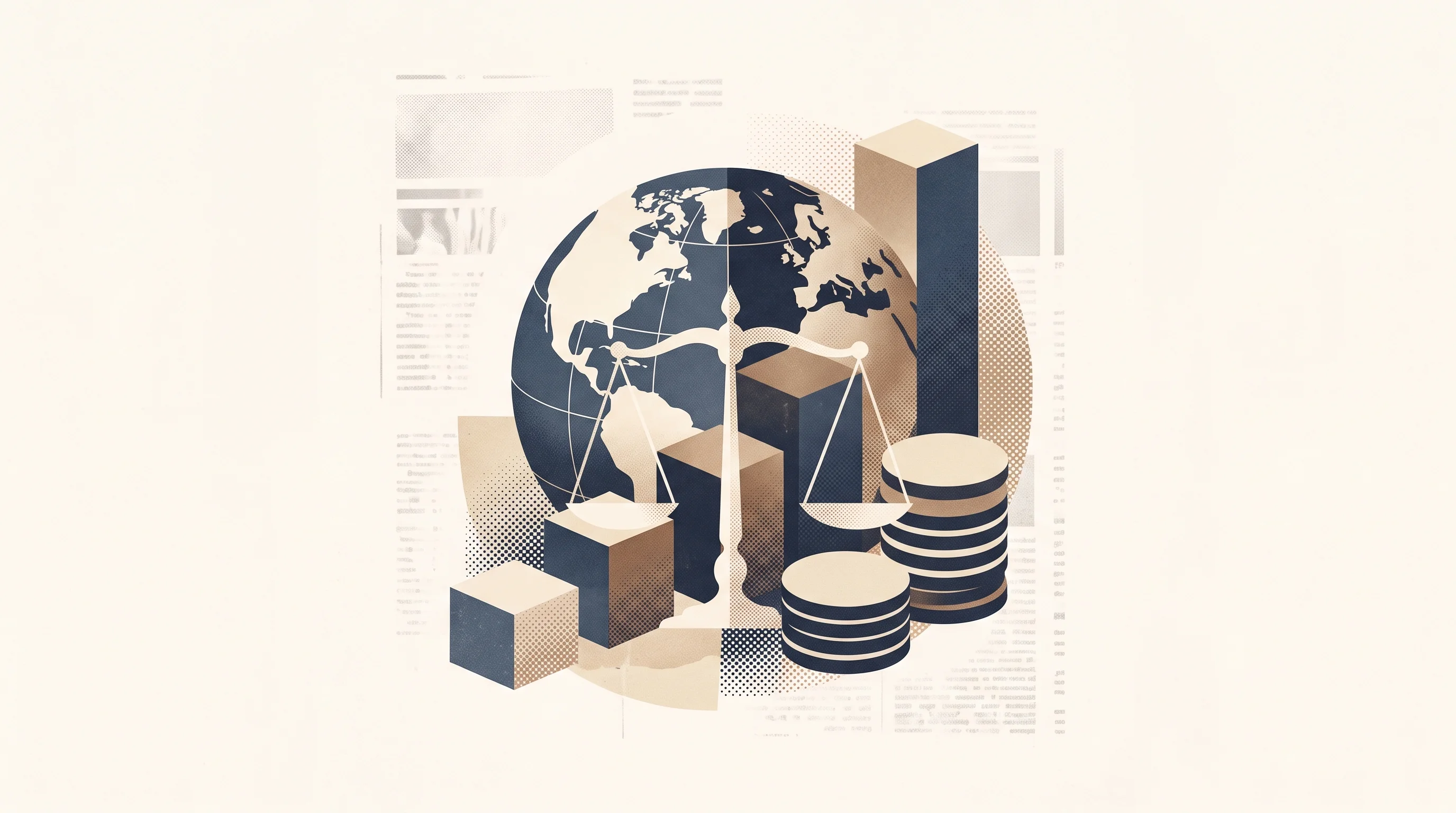 Digital illustration for article section "Content Section 2" in "Limited raises $18.5M for global corporate banking service" - A conceptual and minimalist vintage collage illustrating international fintech scaling and regulator...