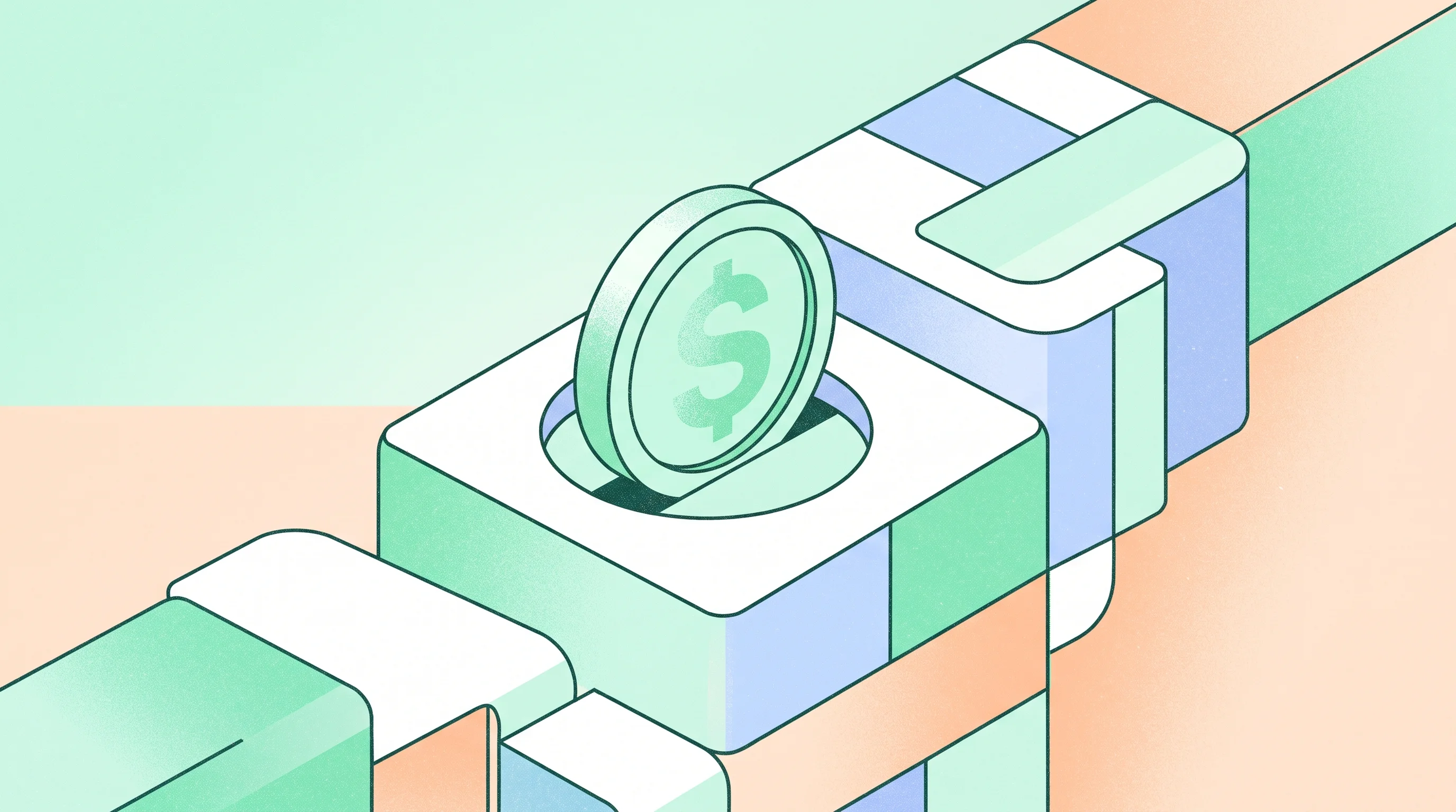 Digital illustration for article section "Content Section 4" in "Velocity raises $10M to scale stablecoin payment platform" - A clean, conceptual, and minimalist illustration representing the rewiring of corporate finance oper...