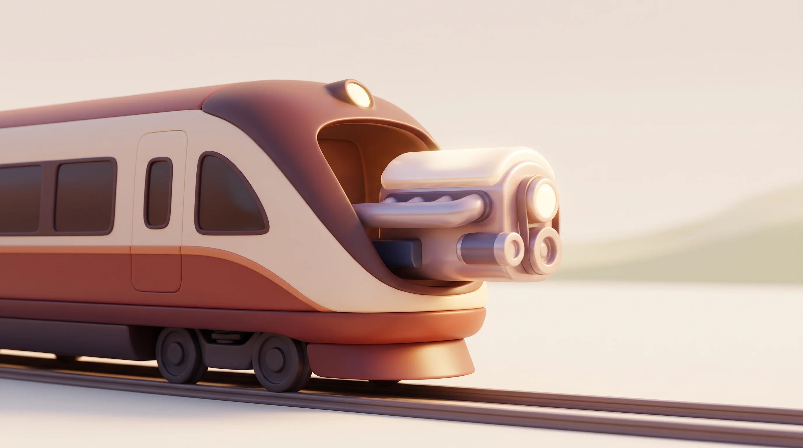 Digital illustration for article section "Content Section 4" in "Graphify Labs launches knowledge graph with 122K+ stars" - A playful yet professional 3D cartoon-style illustration of a sleek, modern train in continuous moti...