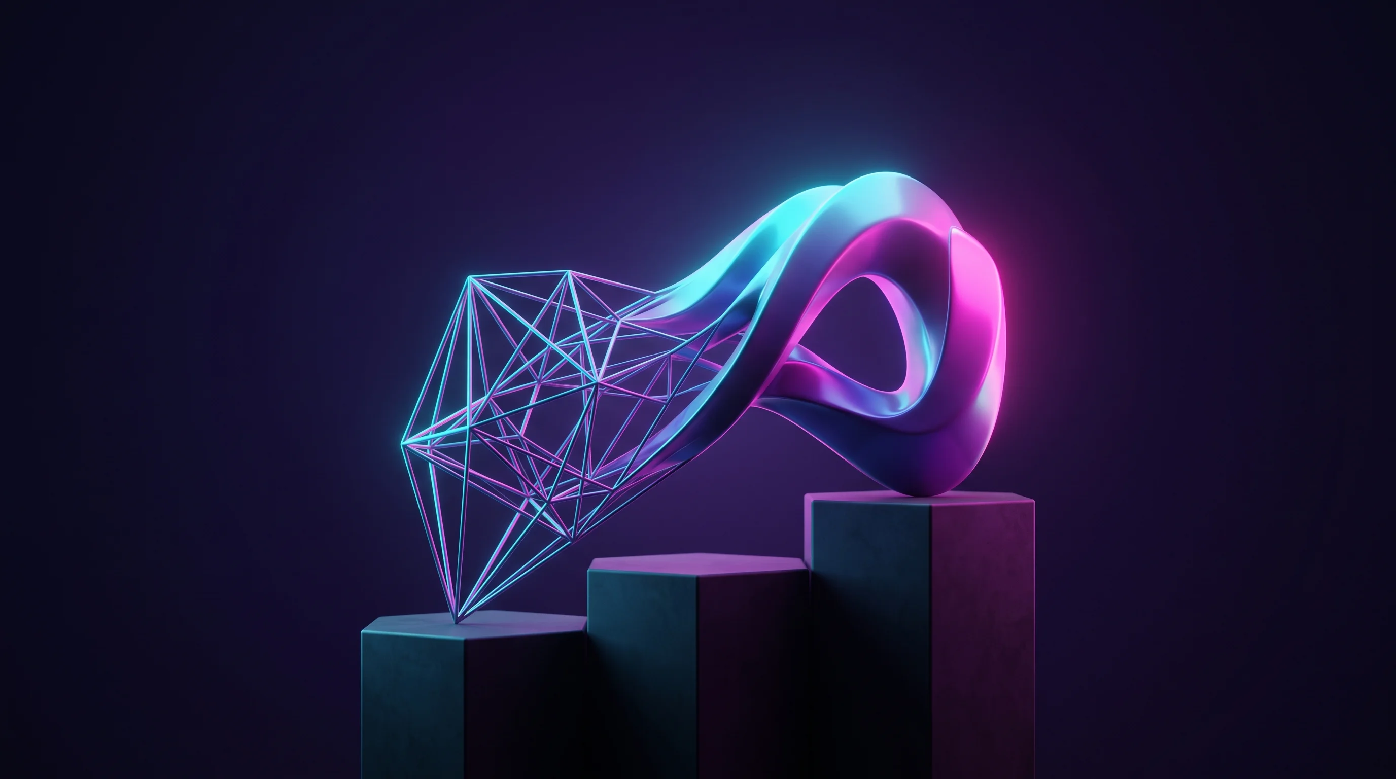 Digital illustration for article section "Content Section 3" in "Rayon raises $11.4M for AI-powered collaborative CAD" - A clean and minimalist conceptual image featuring a sleek, abstract 3D geometric sculpture that smoo...