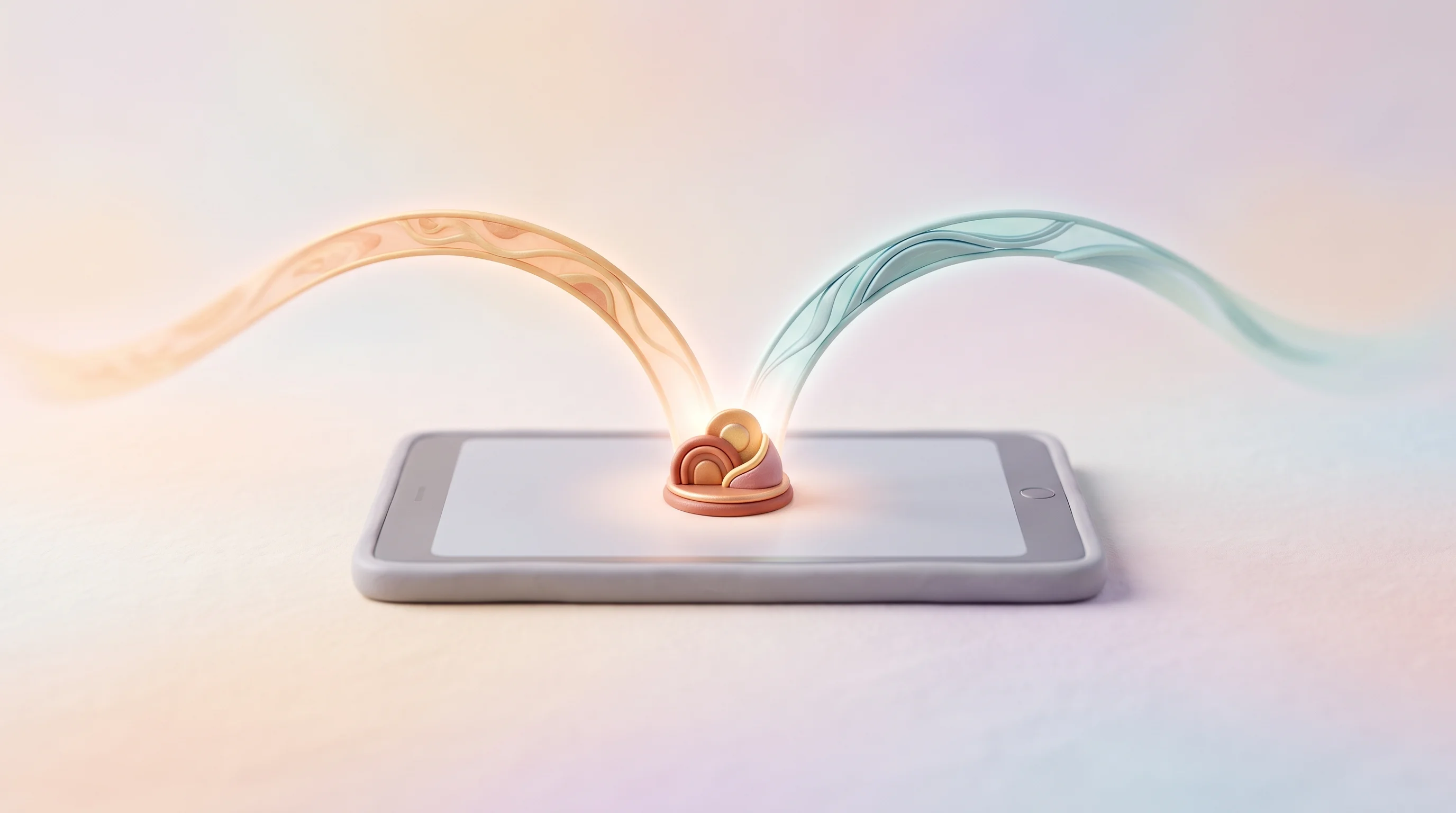 Digital illustration for article section "Content Section 2" in "Rig Security raises $12M to secure AI agent identities" - A clean, minimal composition featuring a modern, stylized computer tablet rendered as a highly detai...