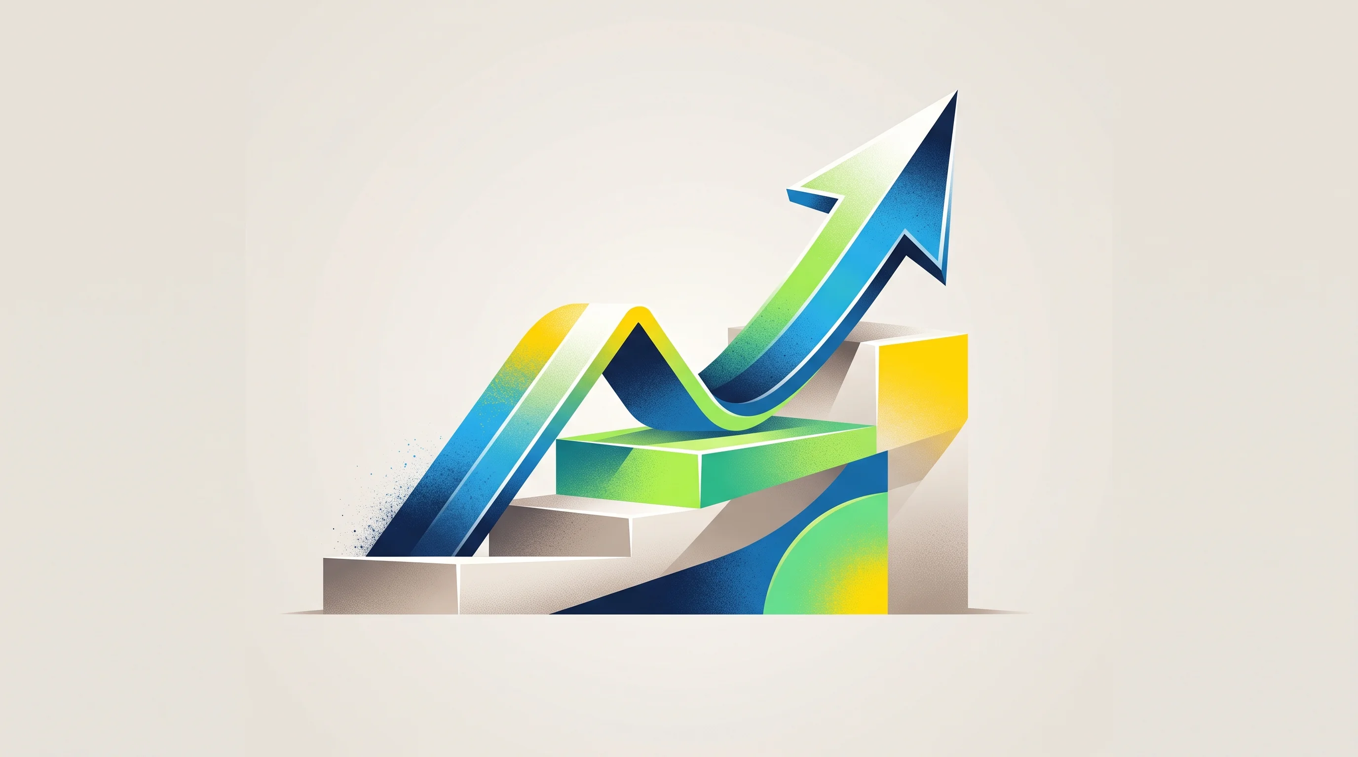 Digital illustration for article section "Funding History and What Comes Next" in "Ema raises $77M to replace enterprise software with AI agents" - A clean, minimalist conceptual illustration representing rapid financial growth and series funding, ...
