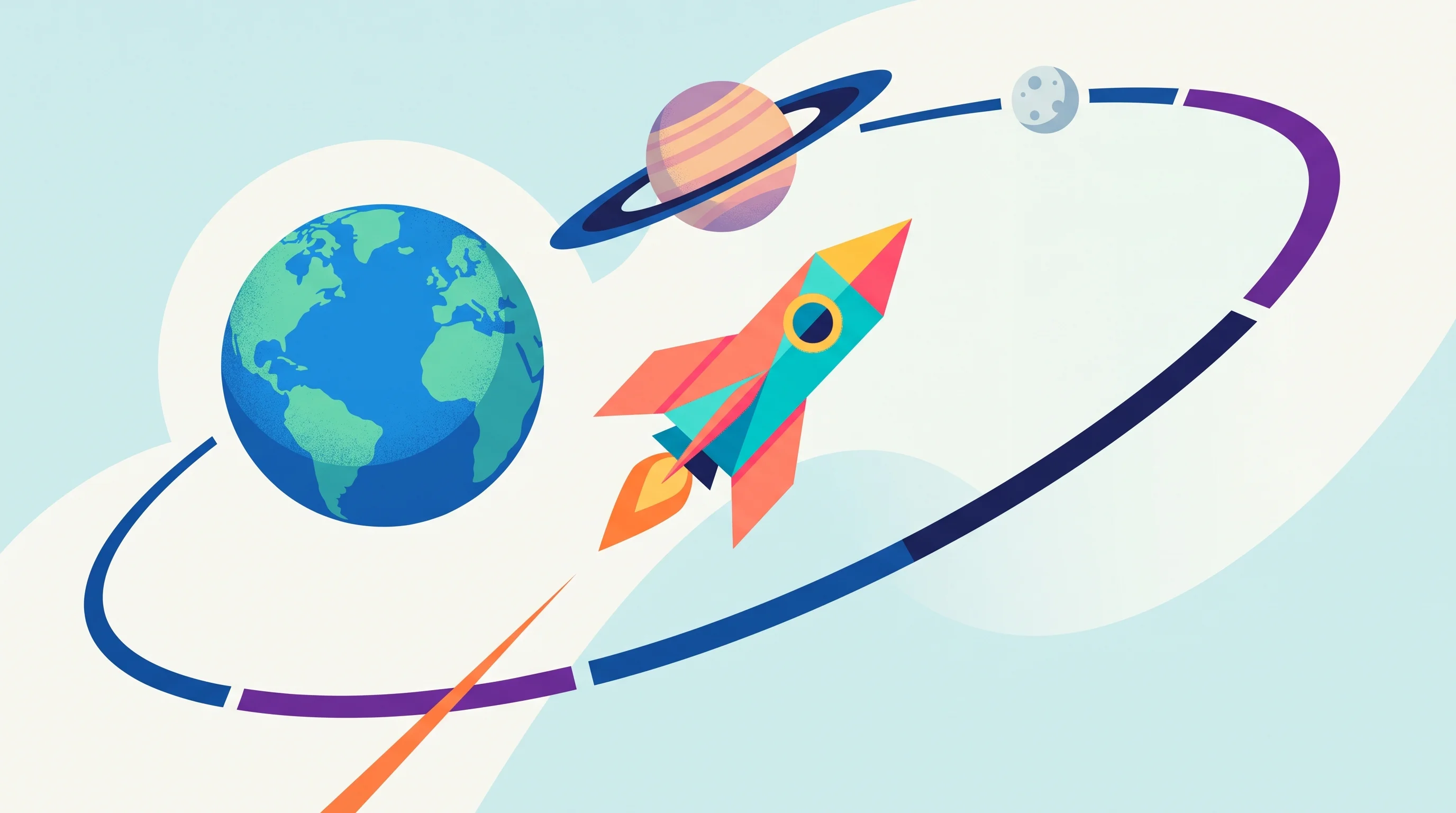 Digital illustration for article section "Content Section 3" in "Charter Space raises $5M to insure the space economy" - A clean, minimalist flat illustration conceptualizing a new entrant into the space insurance market,...