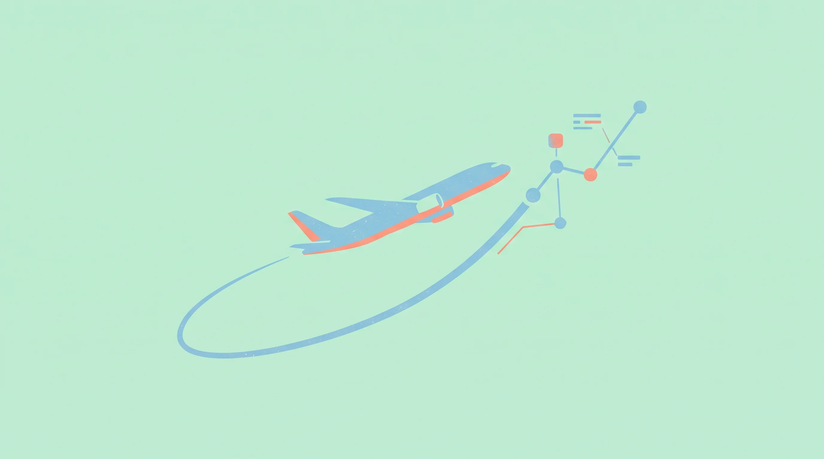 Digital illustration for article section "Content Section 4" in "DesignVerse raises $5.5M to automate enterprise software" - A minimalist and conceptual flat vector illustration of a sleek, modern airplane silhouette ascendin...