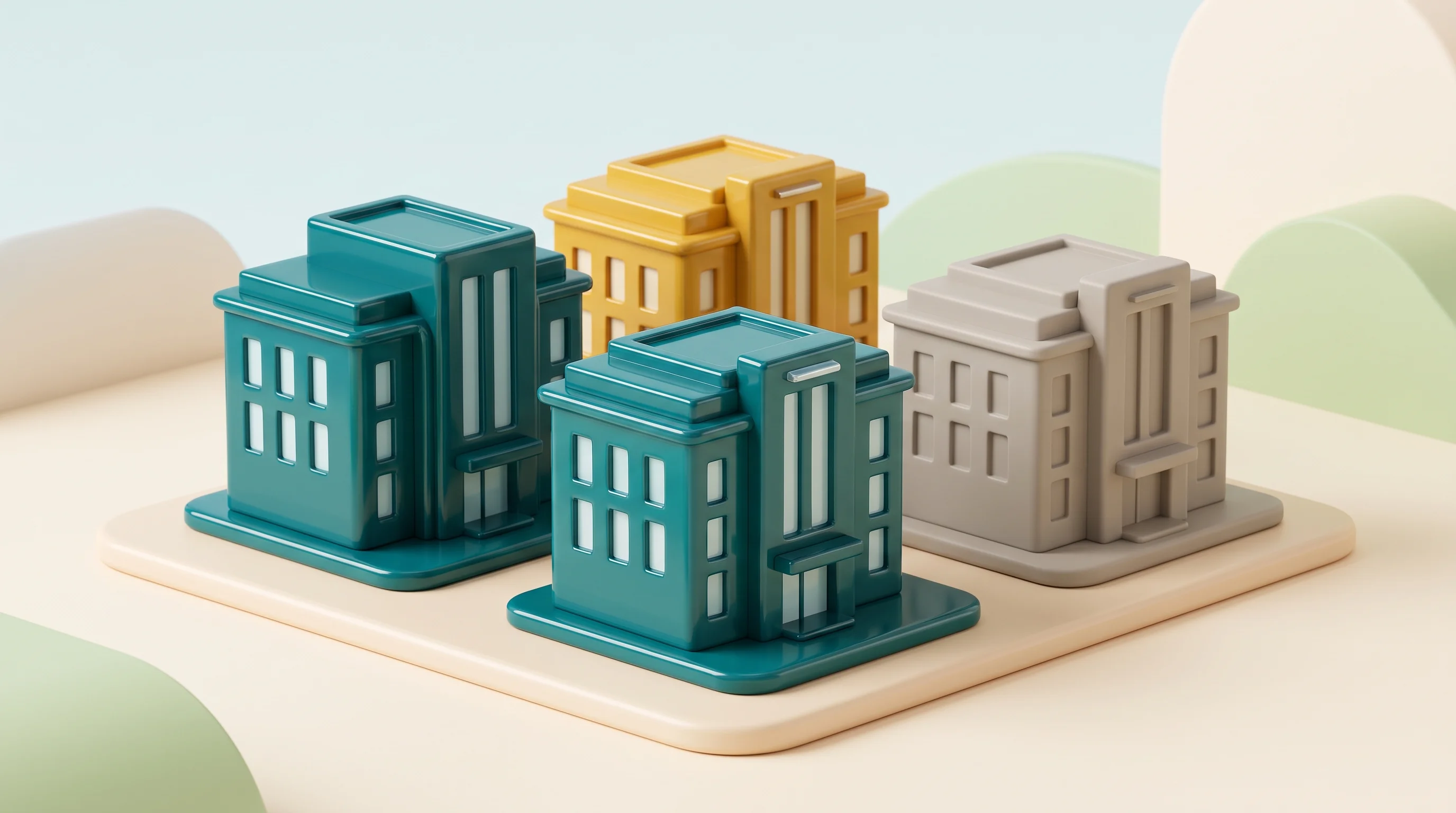 Digital illustration for article section "Content Section 2" in "Pandektes raises €13.5M to expand AI legal research platform" - A conceptual 3D miniature model representing business conversion and financial software adoption, fe...