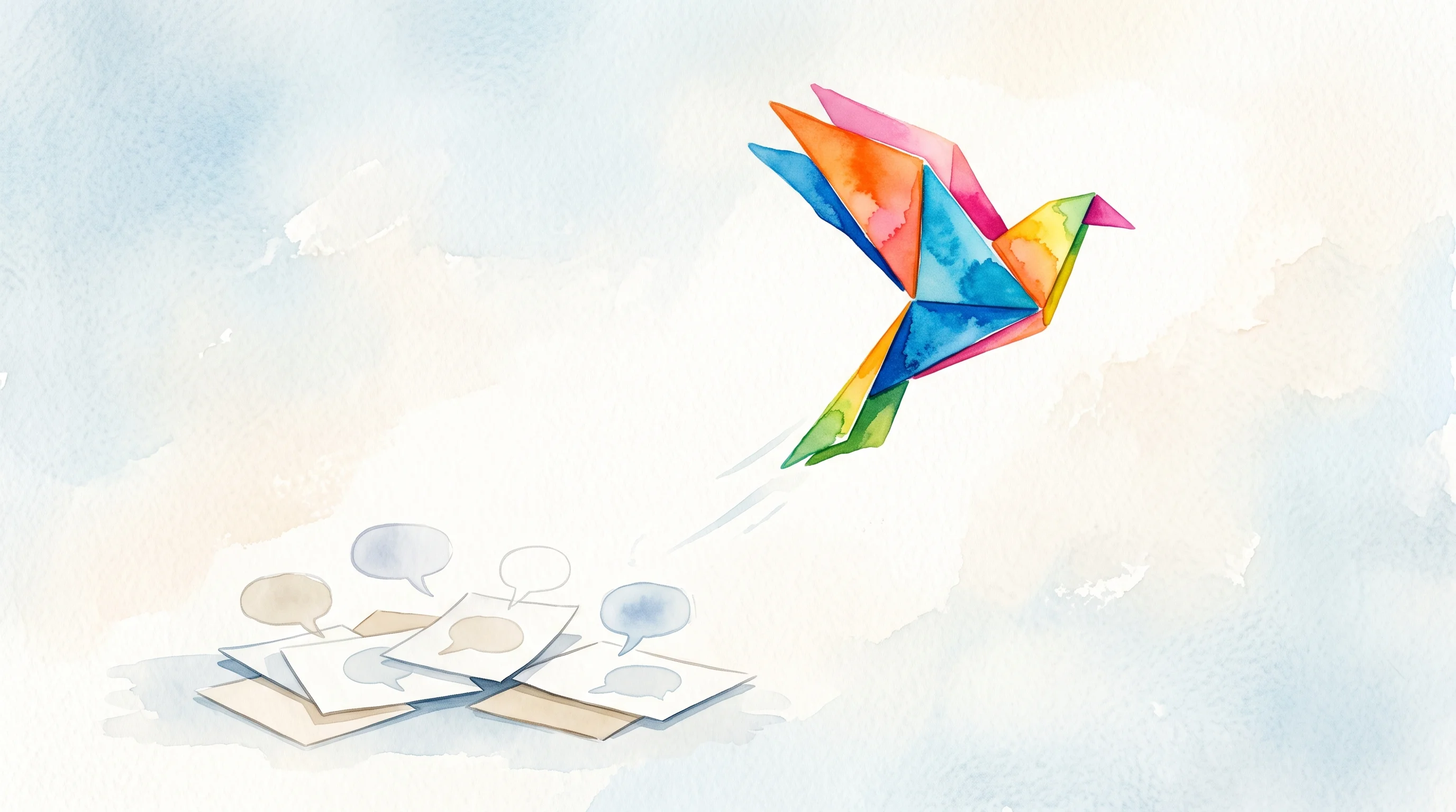 Digital illustration for article section "Content Section 3" in "OneByZero raises $20M to embed AI engineers in enterprises" - A minimalist and conceptual illustration of a single, vibrantly colored origami bird taking flight, ...