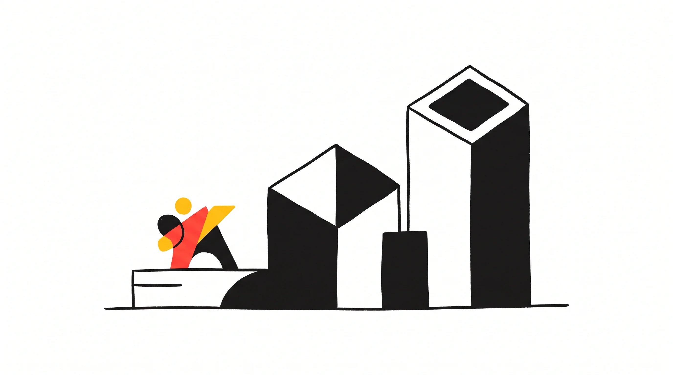 Digital illustration for article section "Content Section 2" in "Turbopuffer pivots from vector database with v3 engine" - A conceptual, minimalist illustration representing a bold newcomer entering a new competitive landsc...