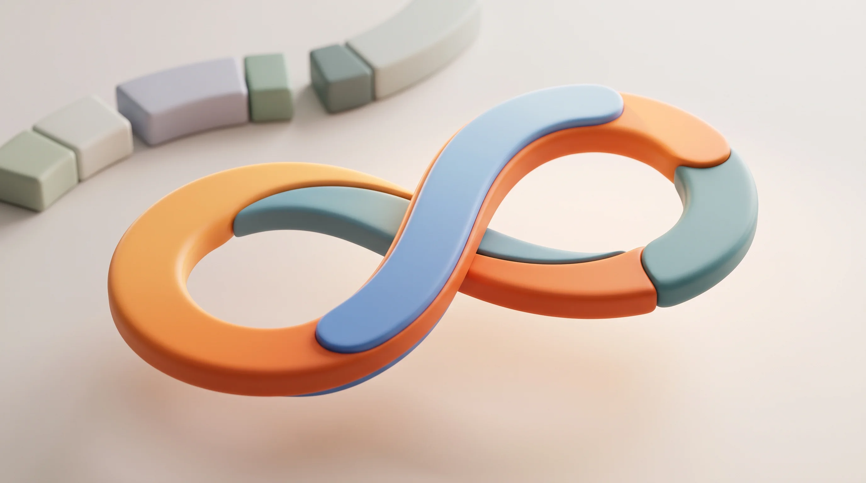 Digital illustration for article section "The Architecture That Made the Difference" in "Tavus launches Griffin: AI fools 48% in video calls" - A conceptual, minimal 3D illustration representing a unified, seamless architectural flow, featuring...