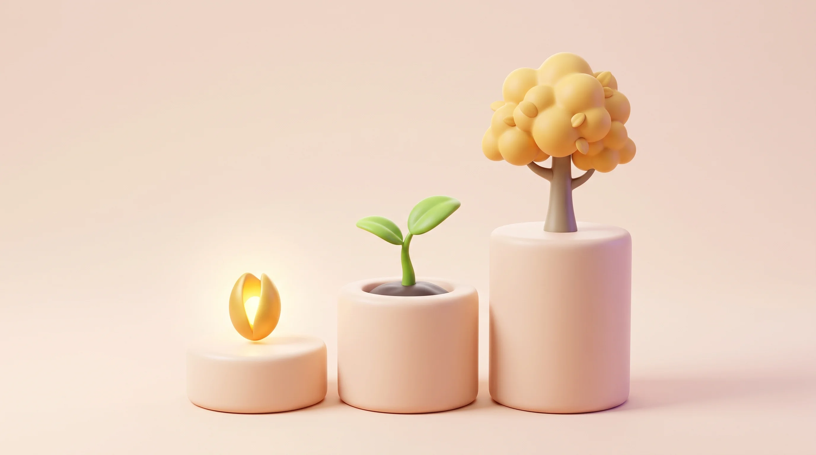 Digital illustration for article section "The Players and the Product" in "Tavus launches Griffin: AI fools 48% in video calls" - A conceptual 3D illustration symbolizing startup funding growth and investment milestones, featuring...
