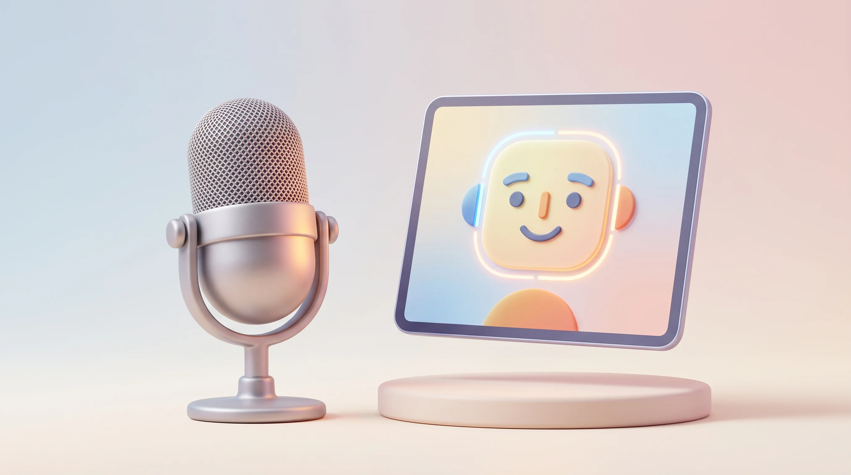 Digital illustration for article section "What Comes Next" in "Tavus launches Griffin: AI fools 48% in video calls" - A conceptual 3D illustration representing the future of customer service agents, featuring a cute, r...