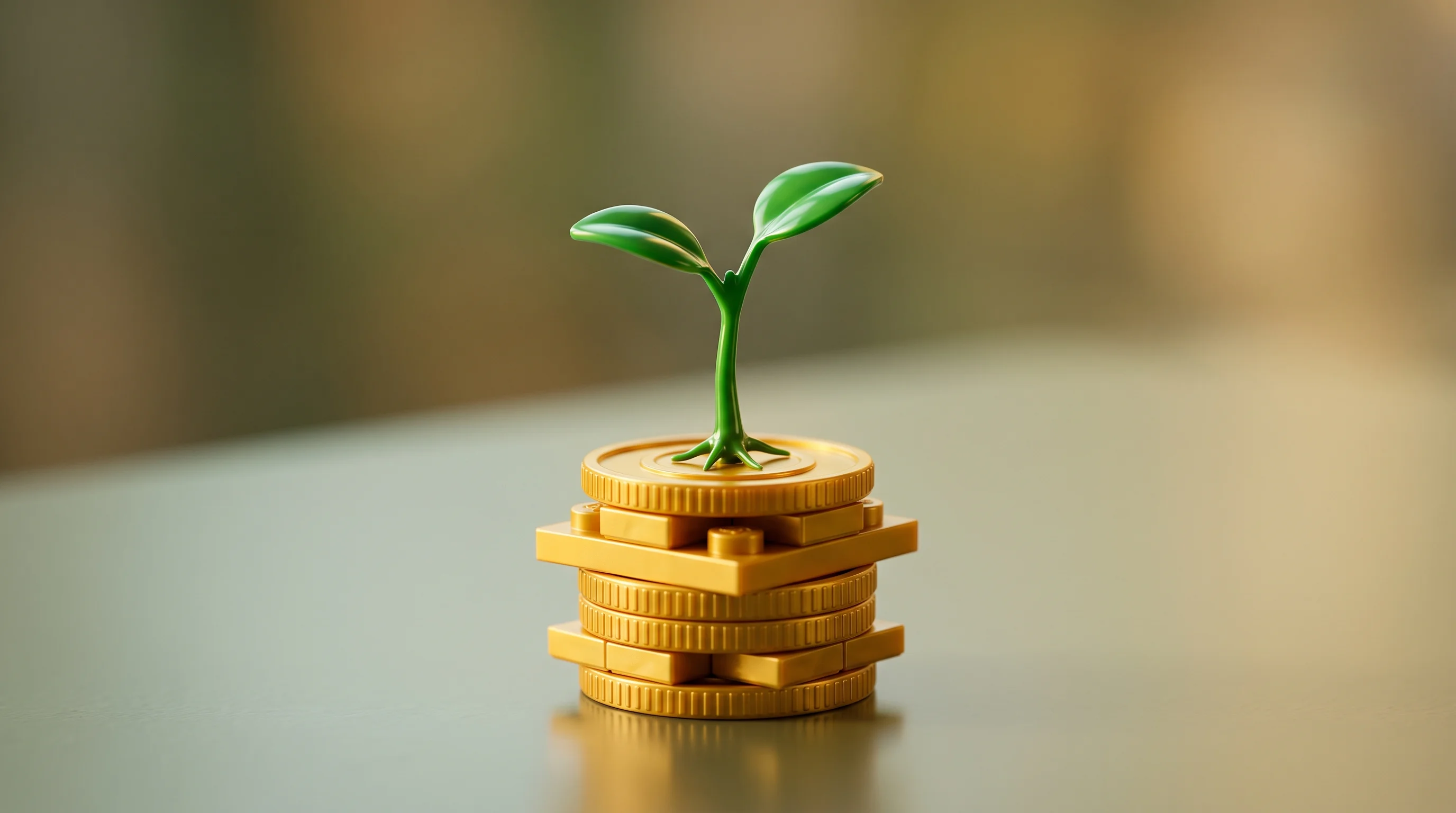Digital illustration for article section "Content Section 3" in "Vocca raises $20M to automate healthcare phone calls with AI" - A minimalist and conceptual macro photography shot of a tiny, glossy green plastic seedling sproutin...