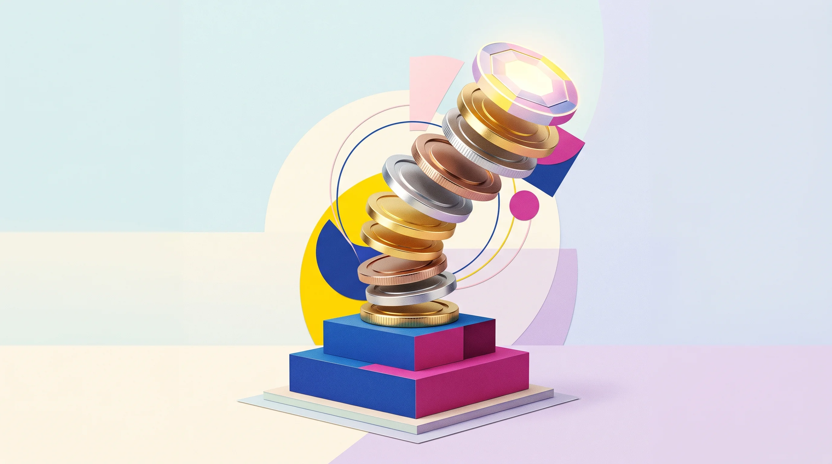 Digital illustration for article section "Backing and founder pedigree" in "Seeds Fincap raises $10.4M to expand India MSME lending" - A clean, minimalist surreal pop-art collage representing financial backing and investment growth, fe...
