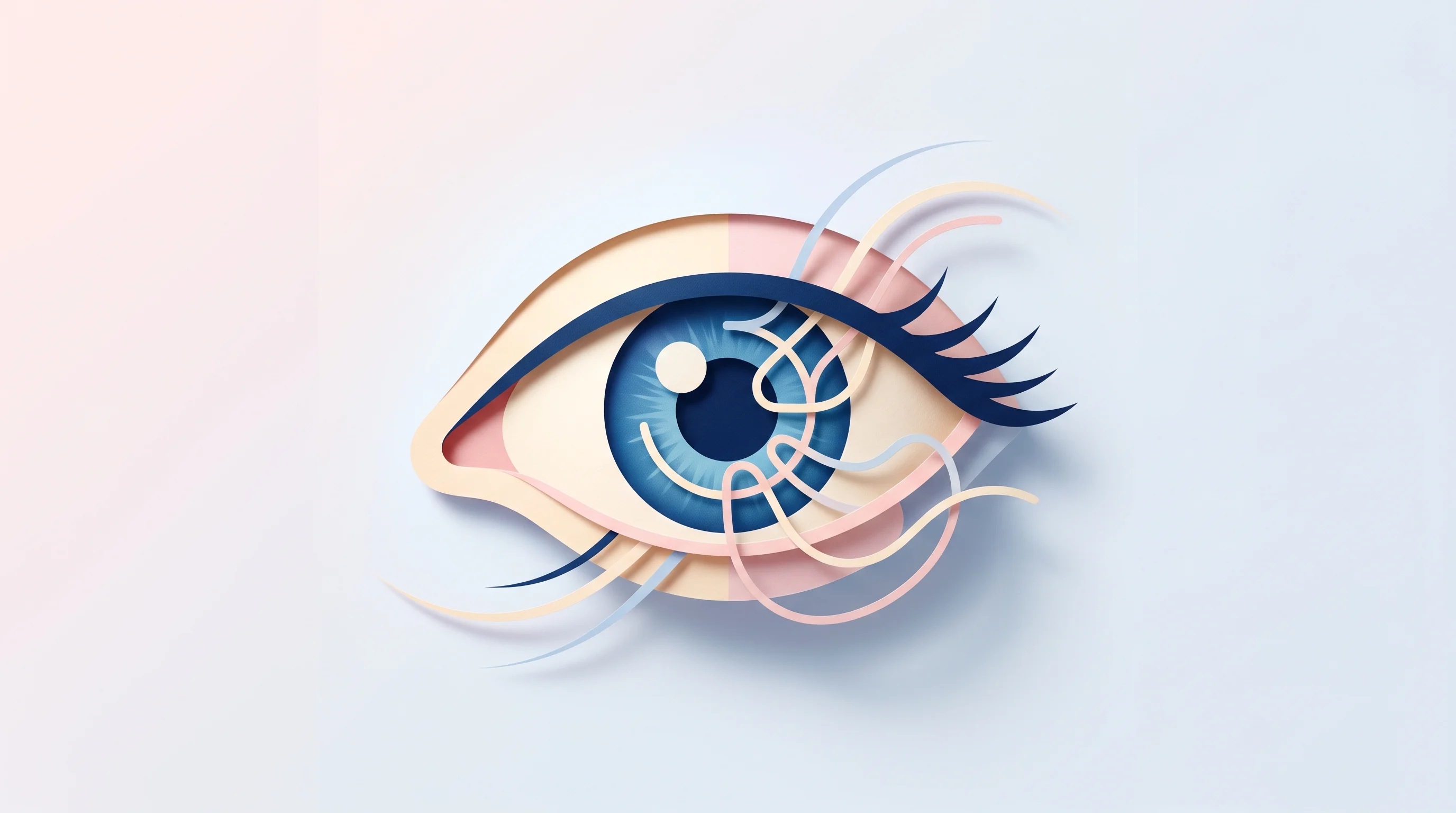 Digital illustration for article section "Eye Tracking Enters the Picture" in "Saccade builds VR eye test to detect Alzheimer's 15 years early" - A clean, minimal, and modern conceptual image focusing on the science of eye tracking in Alzheimer's...