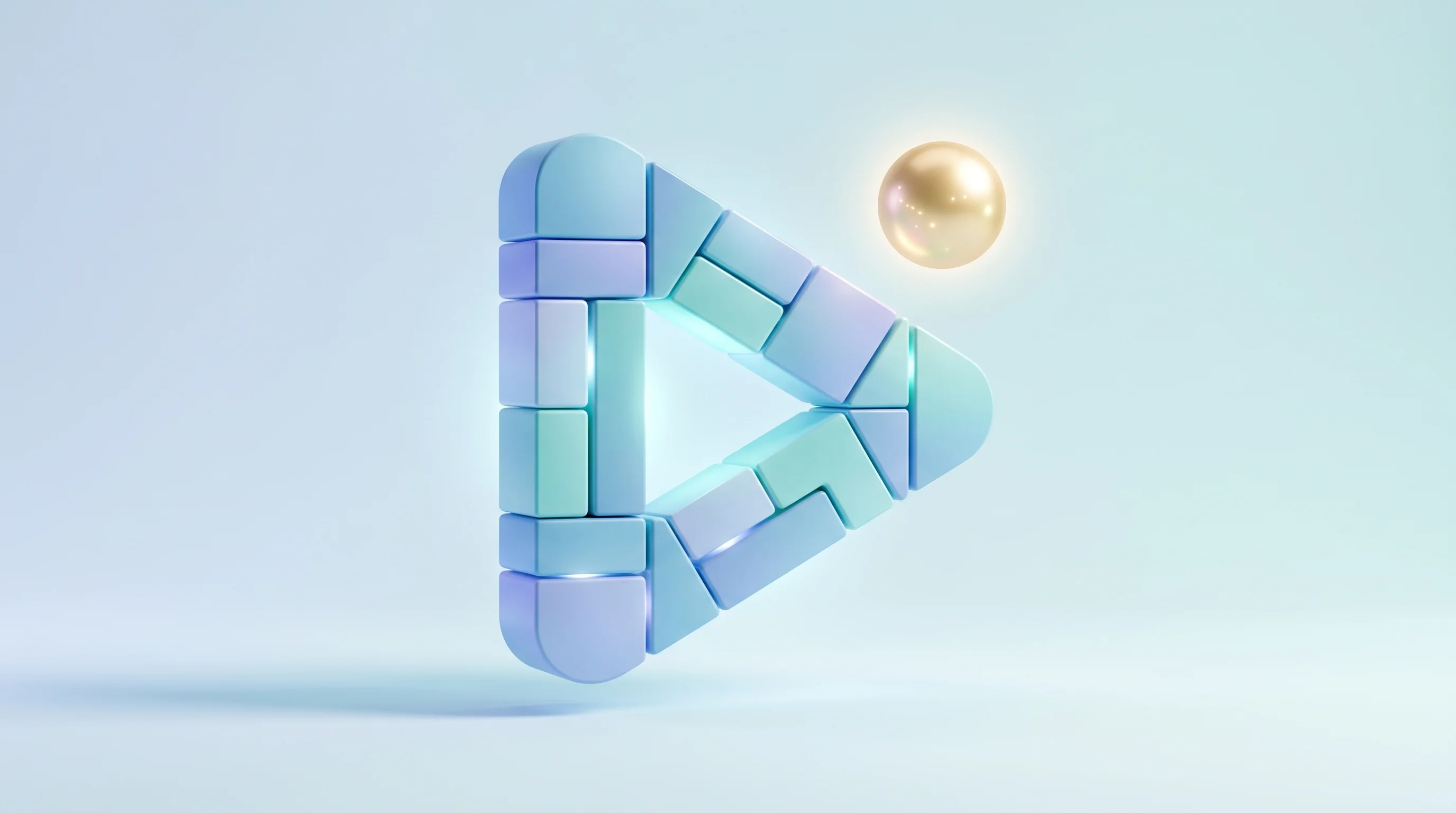 Digital illustration for article section "Content Section 3" in "Visually launches AI platform for explainer videos" - A clean, minimalist 3D rendering of smooth, modular geometric building blocks seamlessly snapping to...
