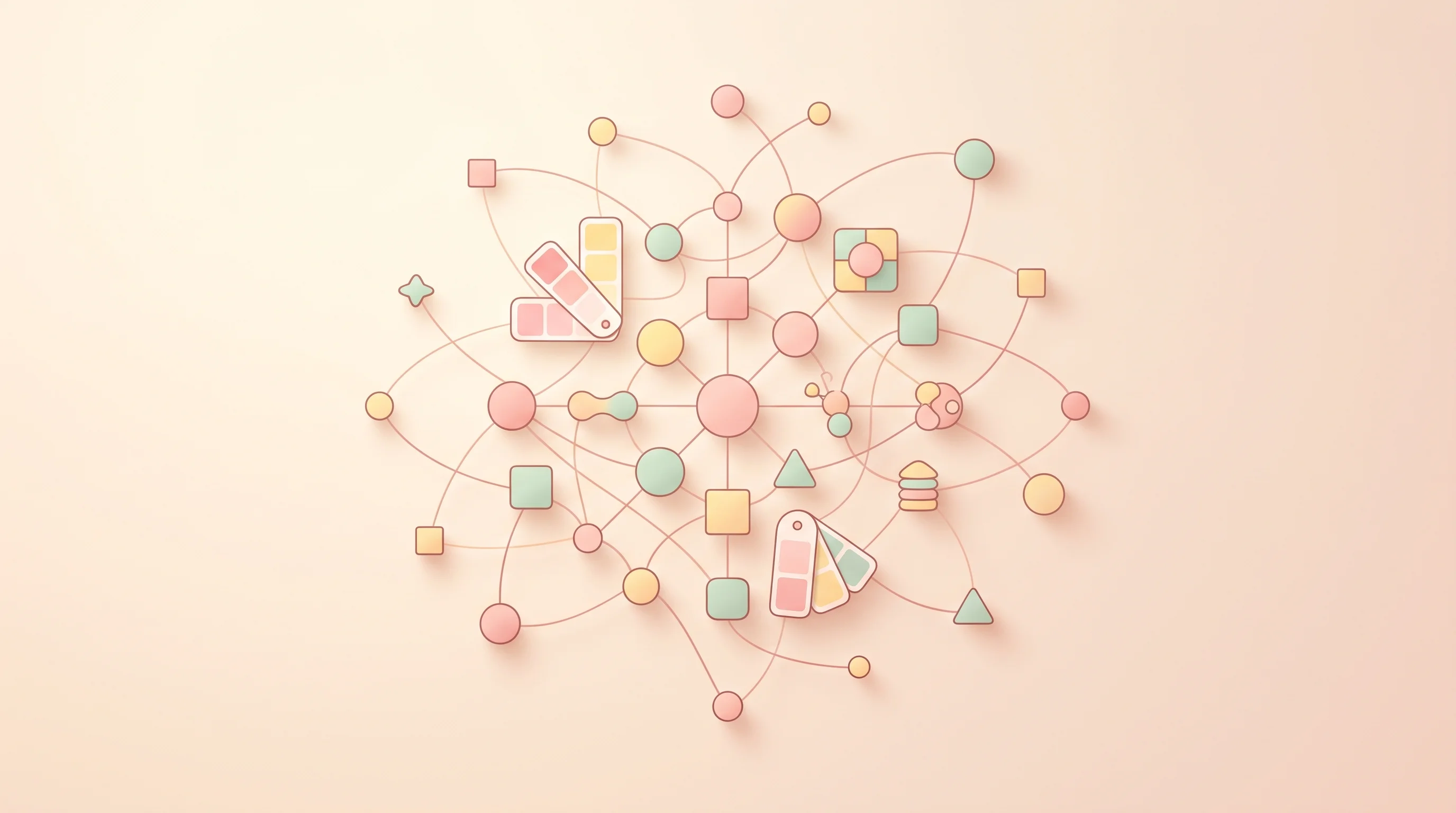 Digital illustration for article section "The Contractor Network" in "Taste Labs raises $18.5M to teach AI design taste" - A conceptual, minimalist illustration representing a distributed global network of creative contract...