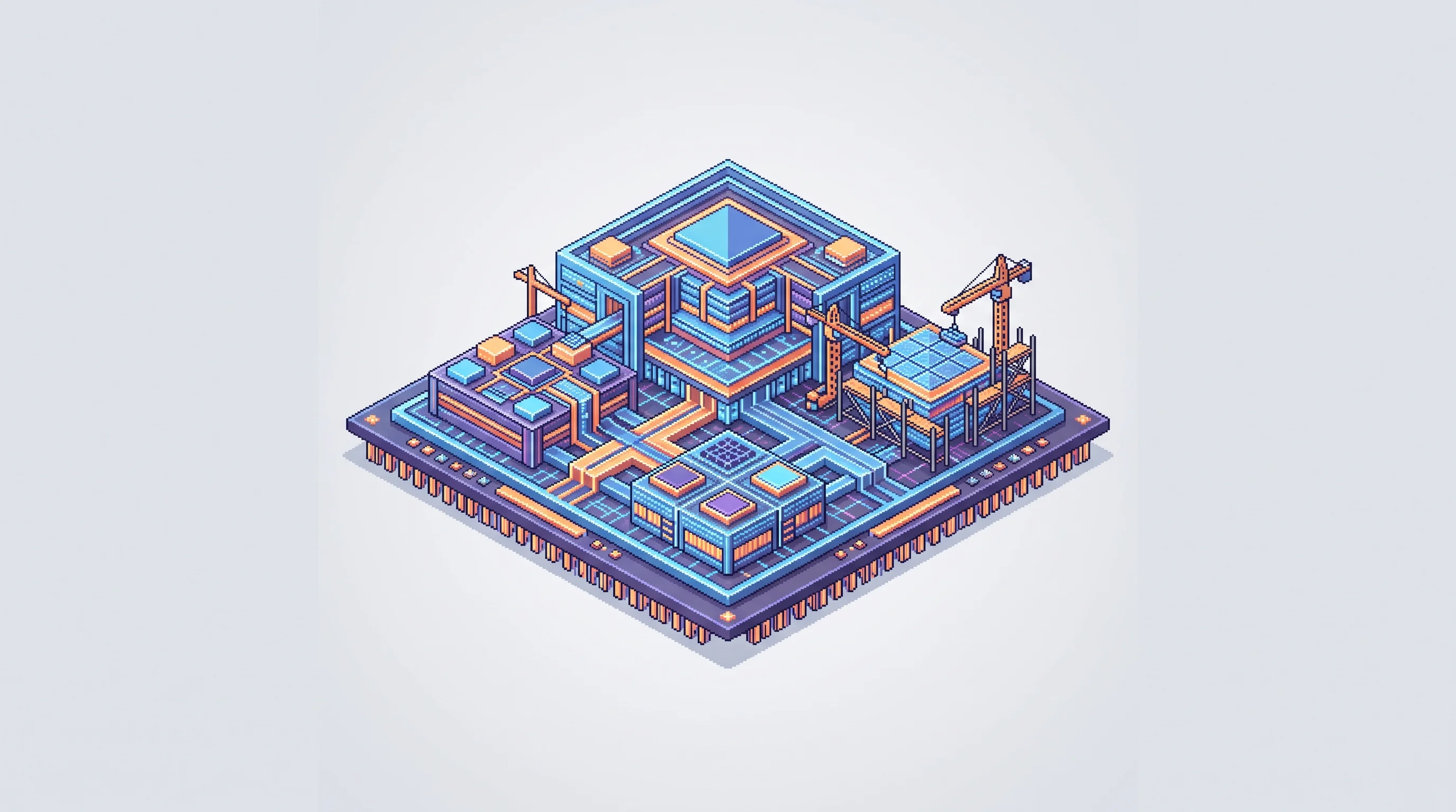 Digital illustration for article section "Content Section 2" in "Phinity Labs raises $5.2M to build prompt-to-ASIC chip design" - A clean, minimalist isometric illustration of a pristine, conceptual silicon microchip being constru...