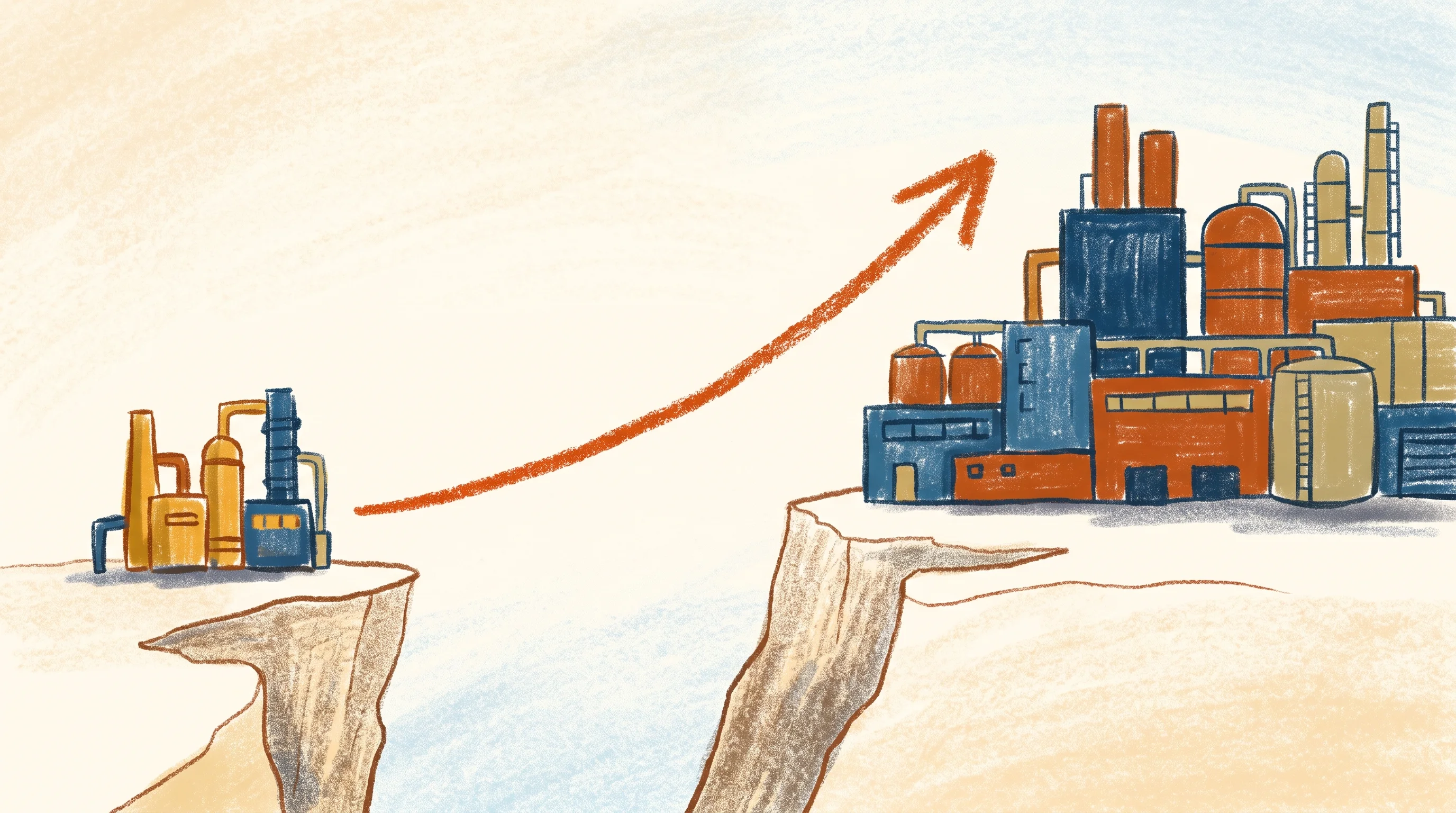 Digital illustration for article section "Content Section 4" in "UniSieve raises $9M to scale industrial gas separation tech" - A conceptual, minimalist illustration representing the critical trajectory in industrial technology ...