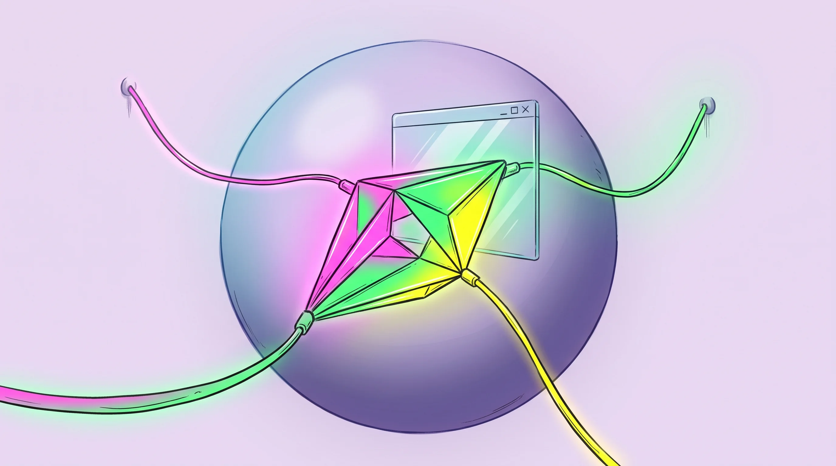 Digital illustration for article section "Content Section 4" in "Shape launches AI coding agent with multi-model support" - A minimalist, conceptual illustration centered on a sleek, abstract geometric form suspended in mid-...