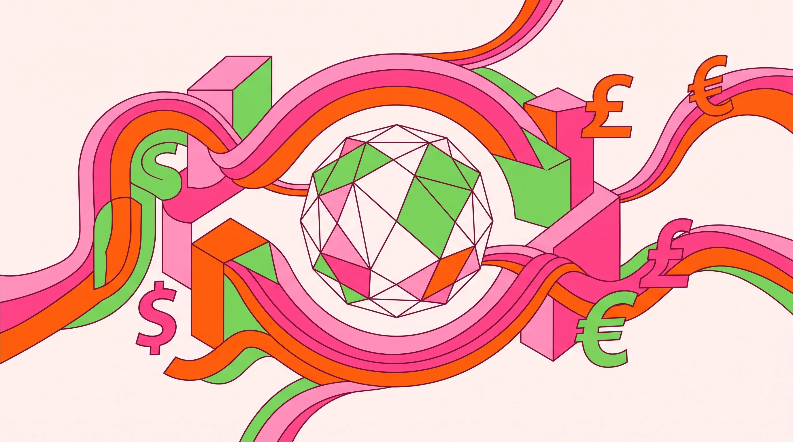 Digital illustration for article section "Customers and Traction" in "Trace Finance raises $32M to scale stablecoin payments" - A conceptual flat vector style illustration representing seamless global payments and money movement...