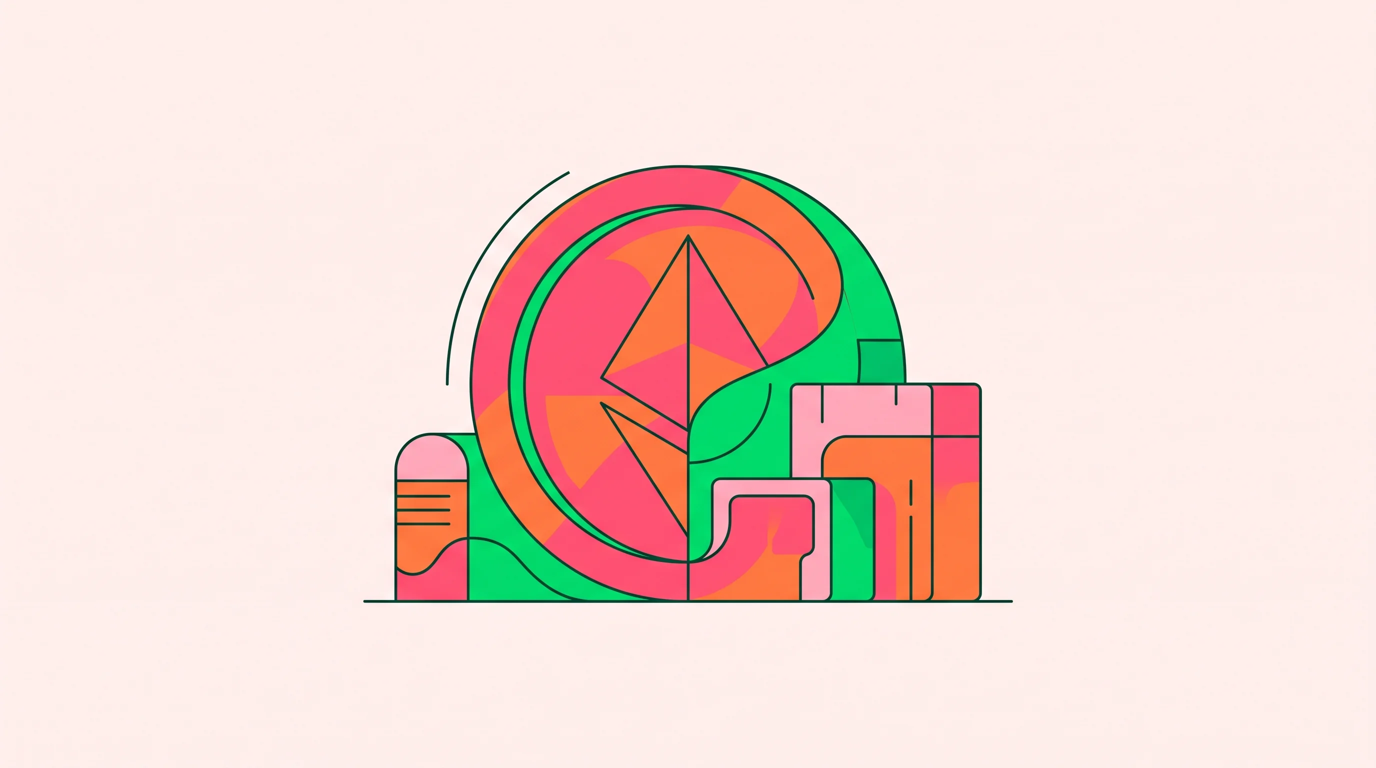Digital illustration for article section "A Consolidating Market" in "Trace Finance raises $32M to scale stablecoin payments" - A minimal and clean conceptual illustration representing market consolidation in the stablecoin infr...