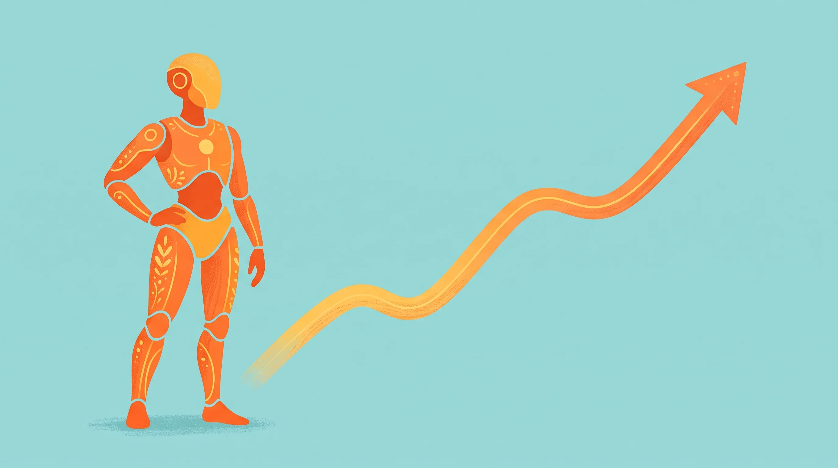 Digital illustration for article section "Market Projections and the Physical AI Bet" in "Figure orders 100,000 GPUs in $3.5B compute deal" - A clean and minimal conceptual illustration representing the massive market projections for humanoid...