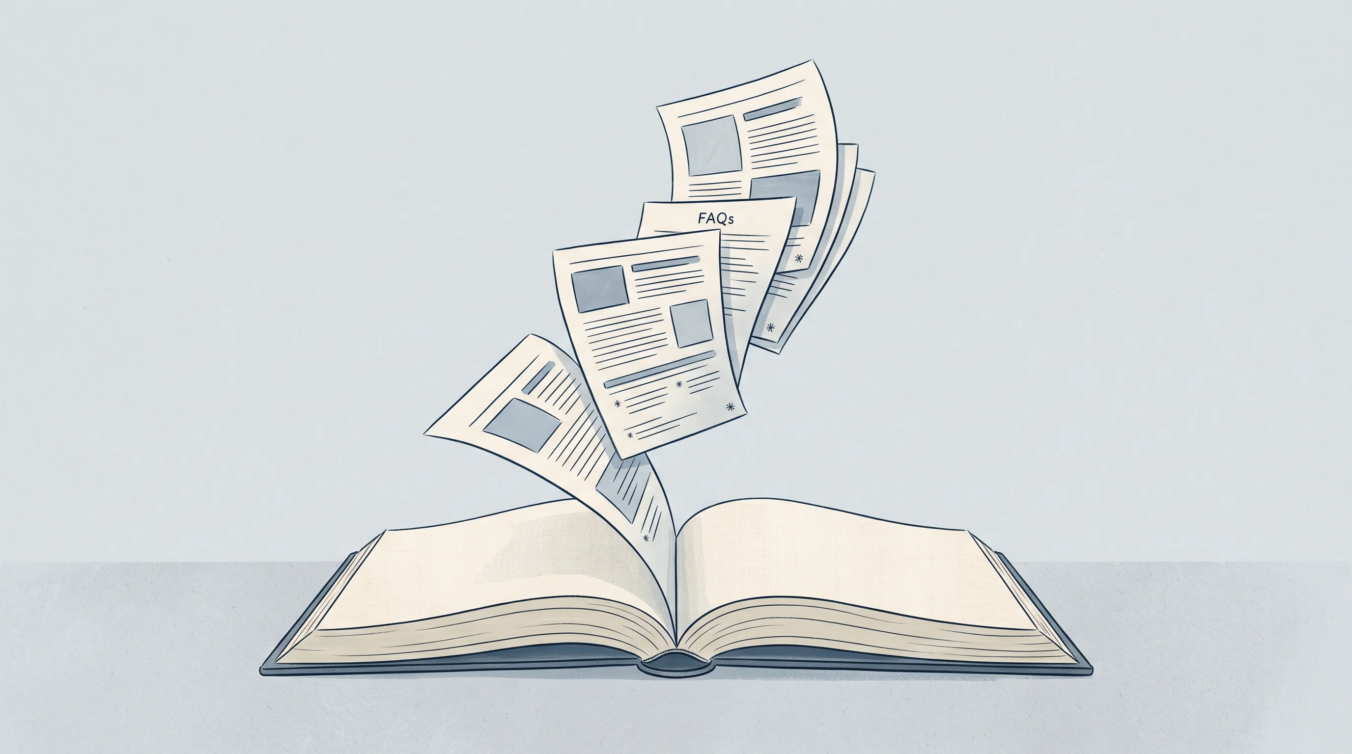 Digital illustration for article section "Auto-generated fixes, with footnotes" in "CiteGraph launches AI citation tracker for SaaS marketing" - A conceptual neo-vintage illustration of a pristine, open ledger book resting on a minimalist surfac...
