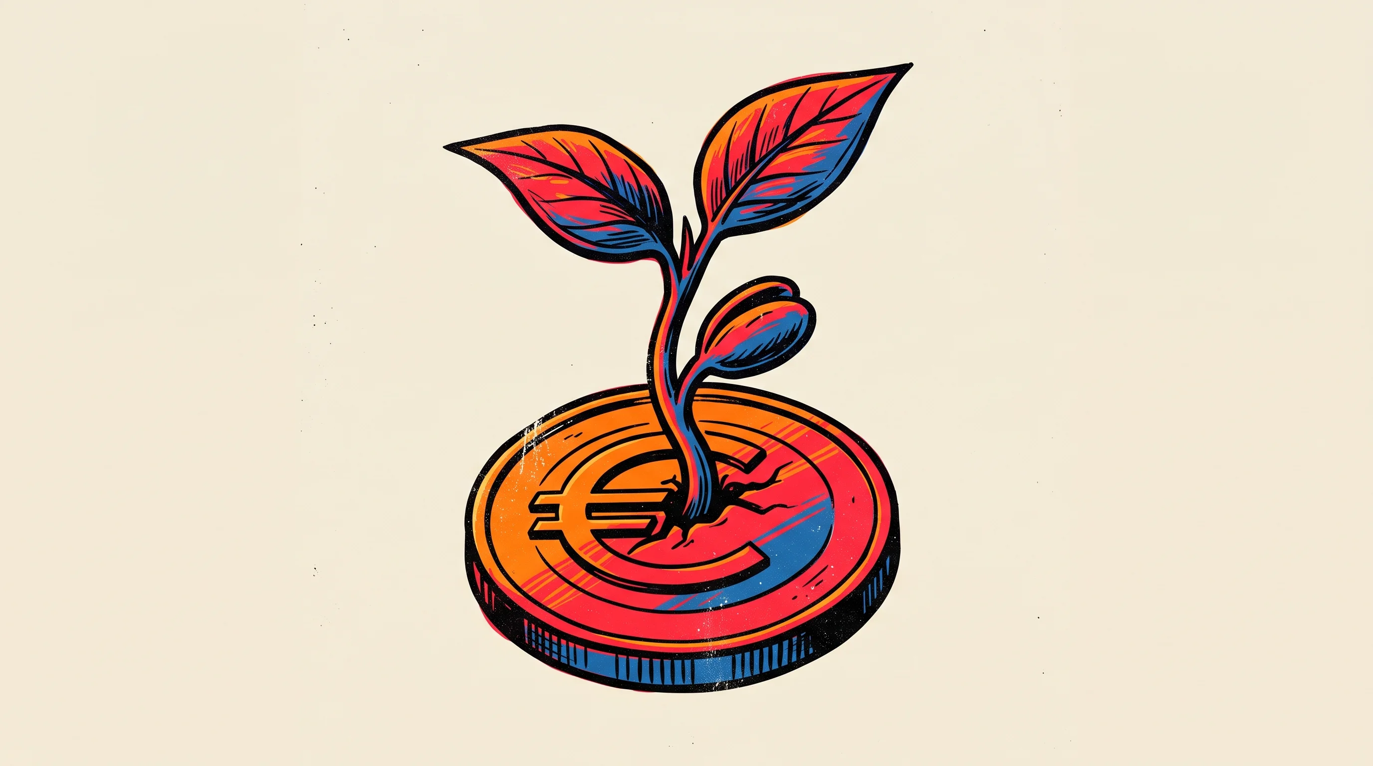 Digital illustration for article section "Content Section 5" in "CarbonFarm raises $7.8M to scale rice emissions monitoring" - A minimalist and conceptual illustration representing a €2.5 million startup seed funding round, fea...