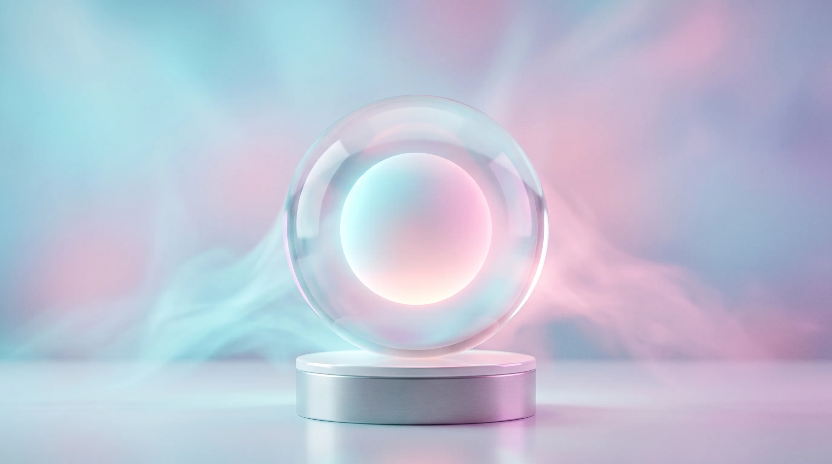 Digital illustration for article section "What Comes Next" in "Enigmata launches $6.5M-backed tech for AI on encrypted data" - A clean, minimal, and conceptual composition featuring a single, pristine translucent glass sphere e...