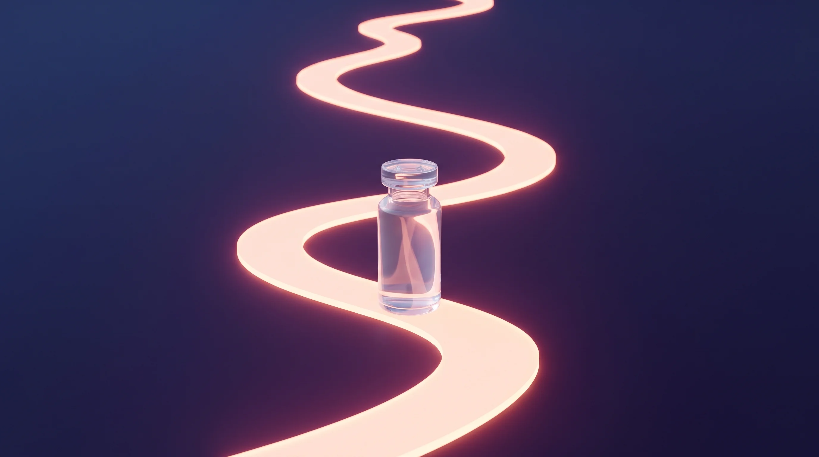 Digital illustration for article section "The Hard Part Ahead" in "NuSynth raises $4M to redesign chemical synthesis with AI" - A minimalist and conceptual 3D rendering symbolizing the evolving regulatory landscape of pharmaceut...