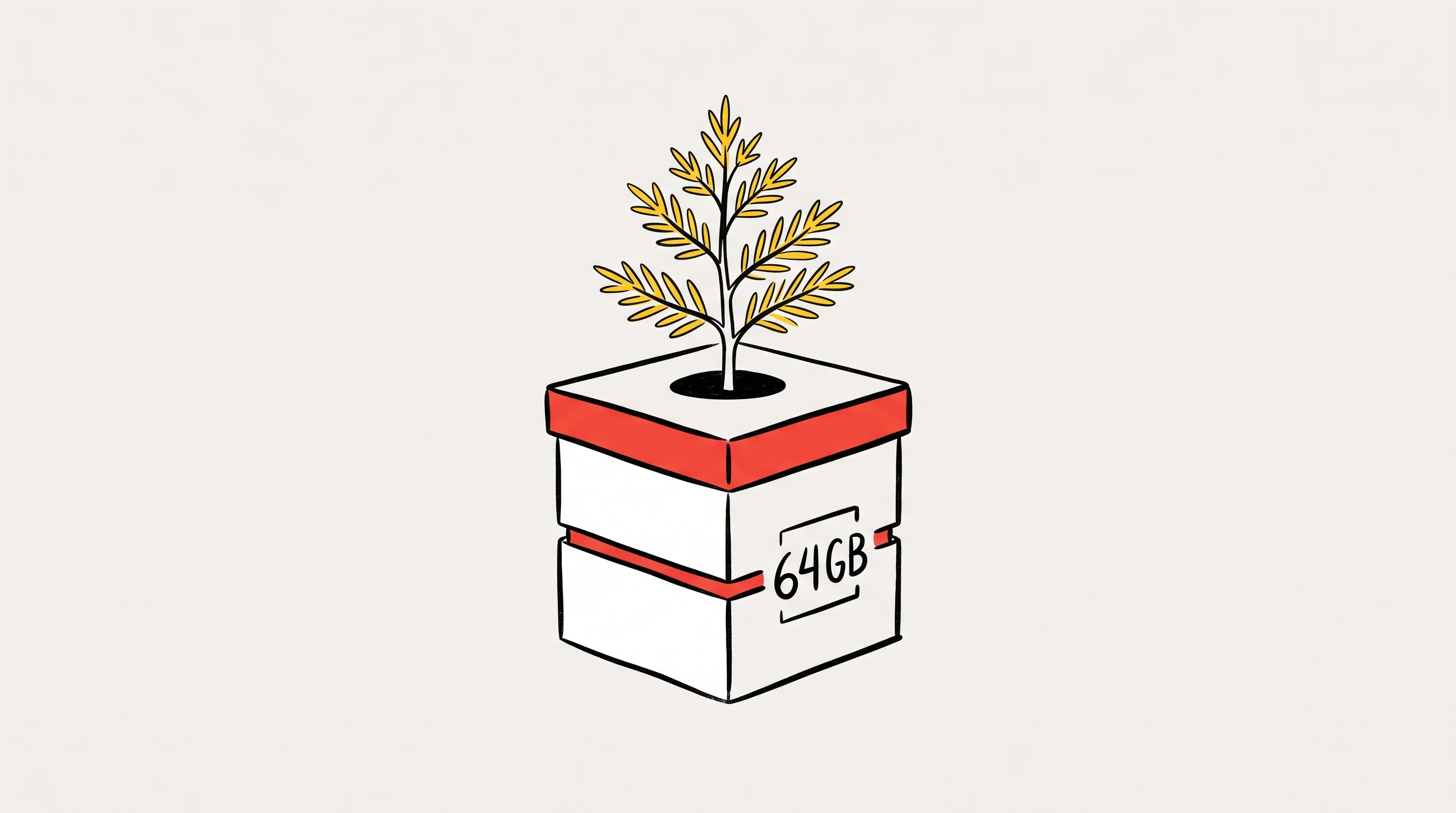 Digital illustration for article section "Content Section 2" in "CedarDB raises $5.9M for PostgreSQL-compatible HTAP database" - A minimalist, conceptual illustration of a stylized cedar tree seedling emerging from a clean, geome...
