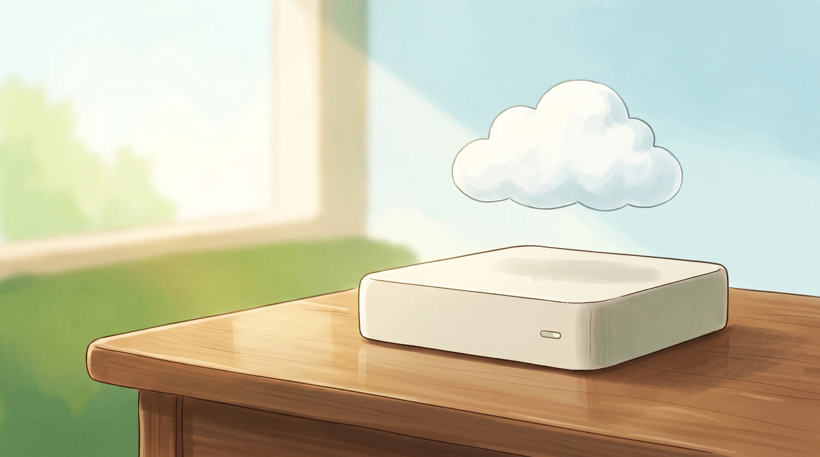 Digital illustration for article section "Content Section 3" in "Qilimanjaro raises $21.9M for analog quantum computing" - A serene, conceptual illustration representing a remote cloud platform and on-premises hardware, fea...